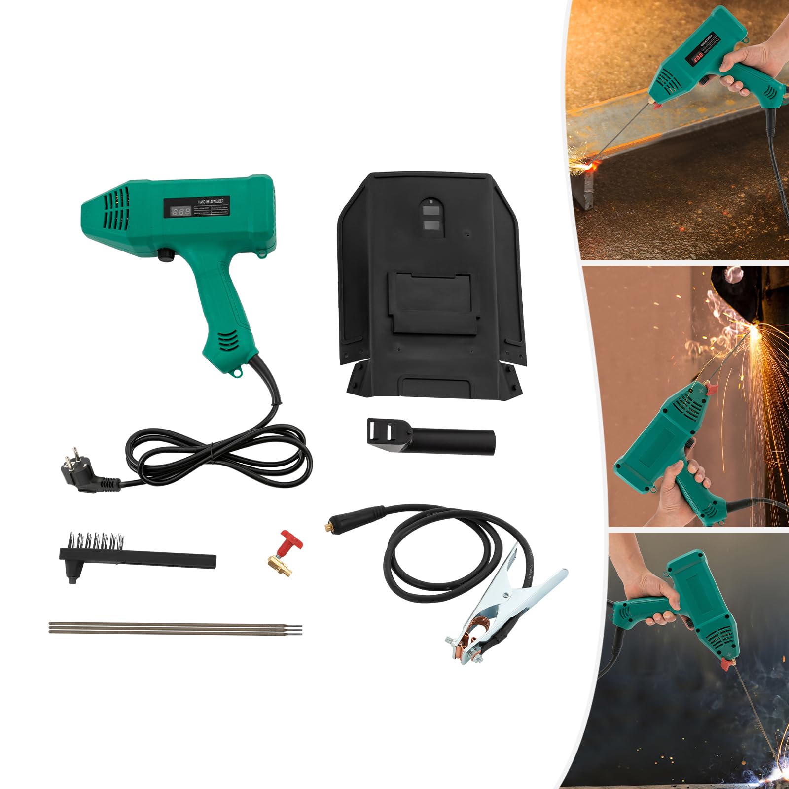 Saldatrice elettrica portatile per elettrodi da 220 V, con inverter IGBT e saldatrice digitale LCD, 3000 W, per ingegneria meccanica (blu)