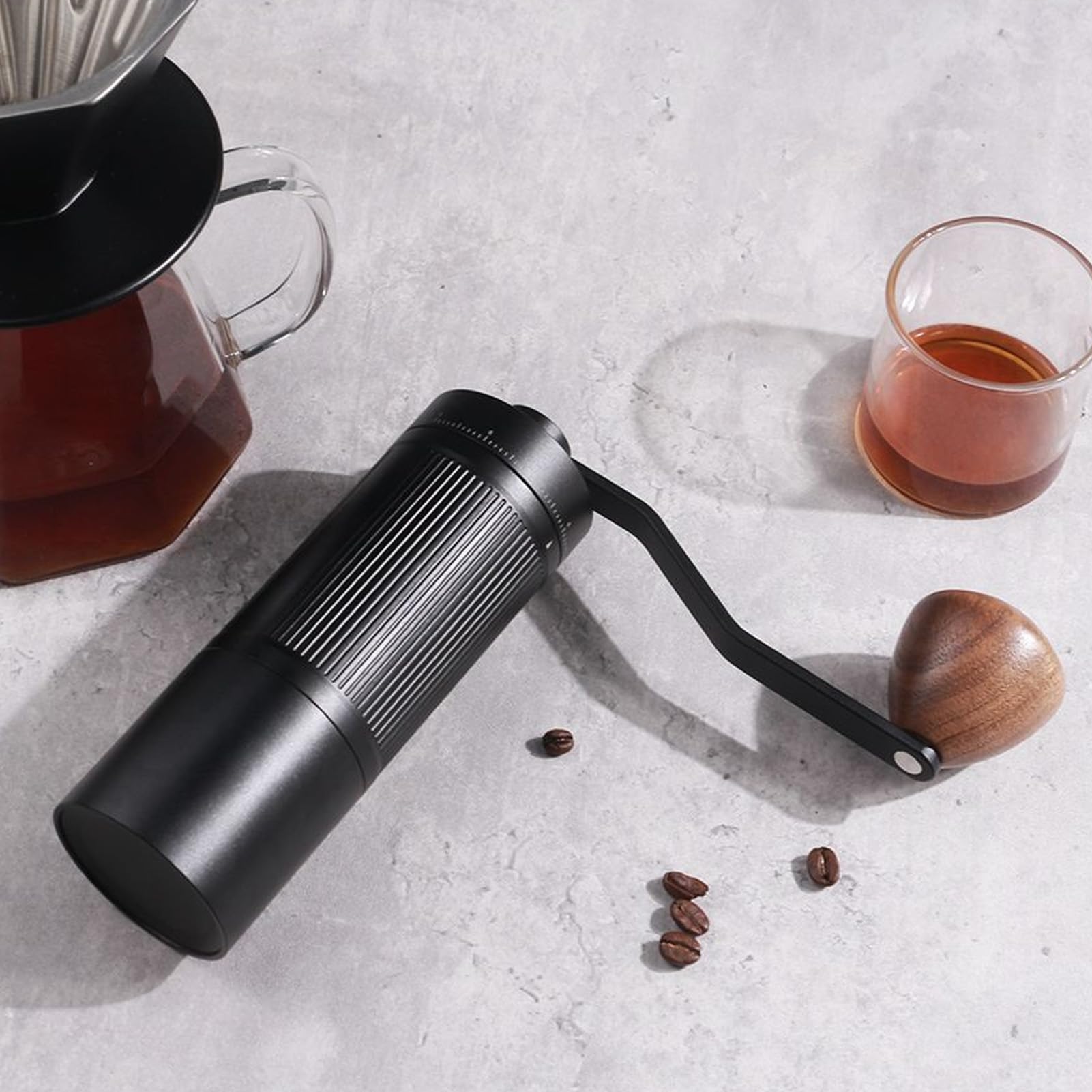 Molinillo de café Manual, 49 Ajustes Regulables con Muelas de Aleación de Aluminio de Grado Aeronáutico y Acero Inoxidable, Diseño Compacto y Portátil para Espre
