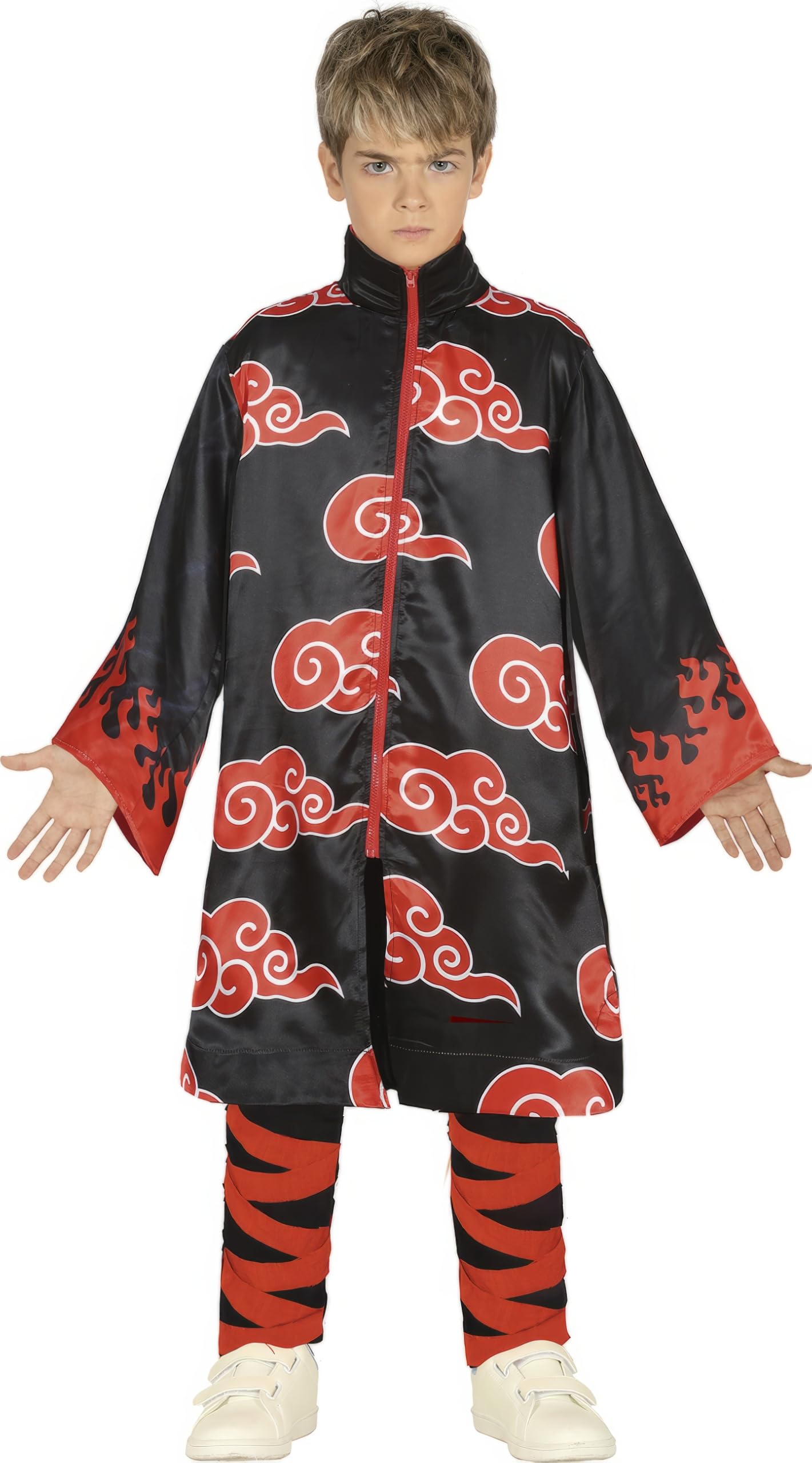 FIESTAS GUIRCA Fire Ninja Boy Fancy Dress Costume - Japanese Warrior Outfit with Black and Red Kimono Suit for Children 5-6 Years