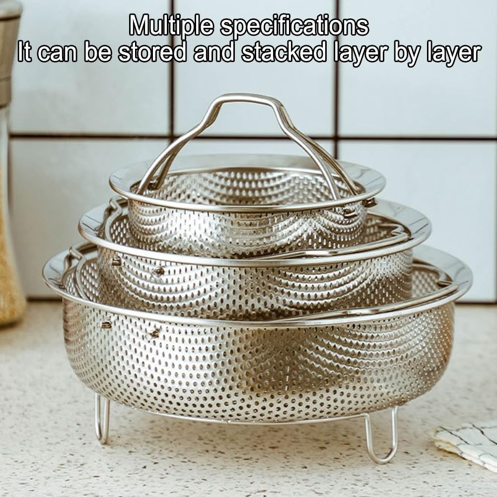 Cesta de vapor de acero inoxidable 304 con inserto multiusos para ollas de olla a presión, diámetro de 14 a 24 cm (XL)