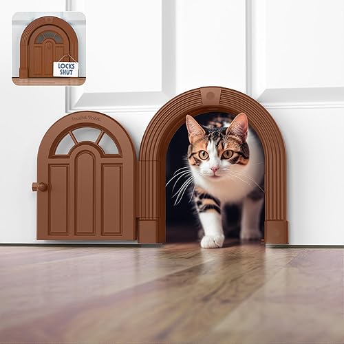 Puerta interior para gatos puerta de gato sin solapa para puerta interior, puerta interior para gatos de hasta 20 libras, fácil instalación de