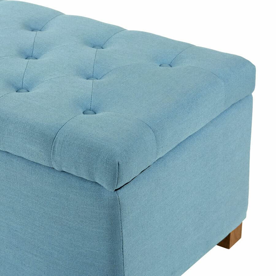 Image of MODERN WAVE Ashlee 50 inch Large Fabric Upholstered Flip Top Storage Bench 3 Seater Sofa Couch Pouffe Sofa Bench Ottoman for Living Room, Bedroom, Office. (Teal)