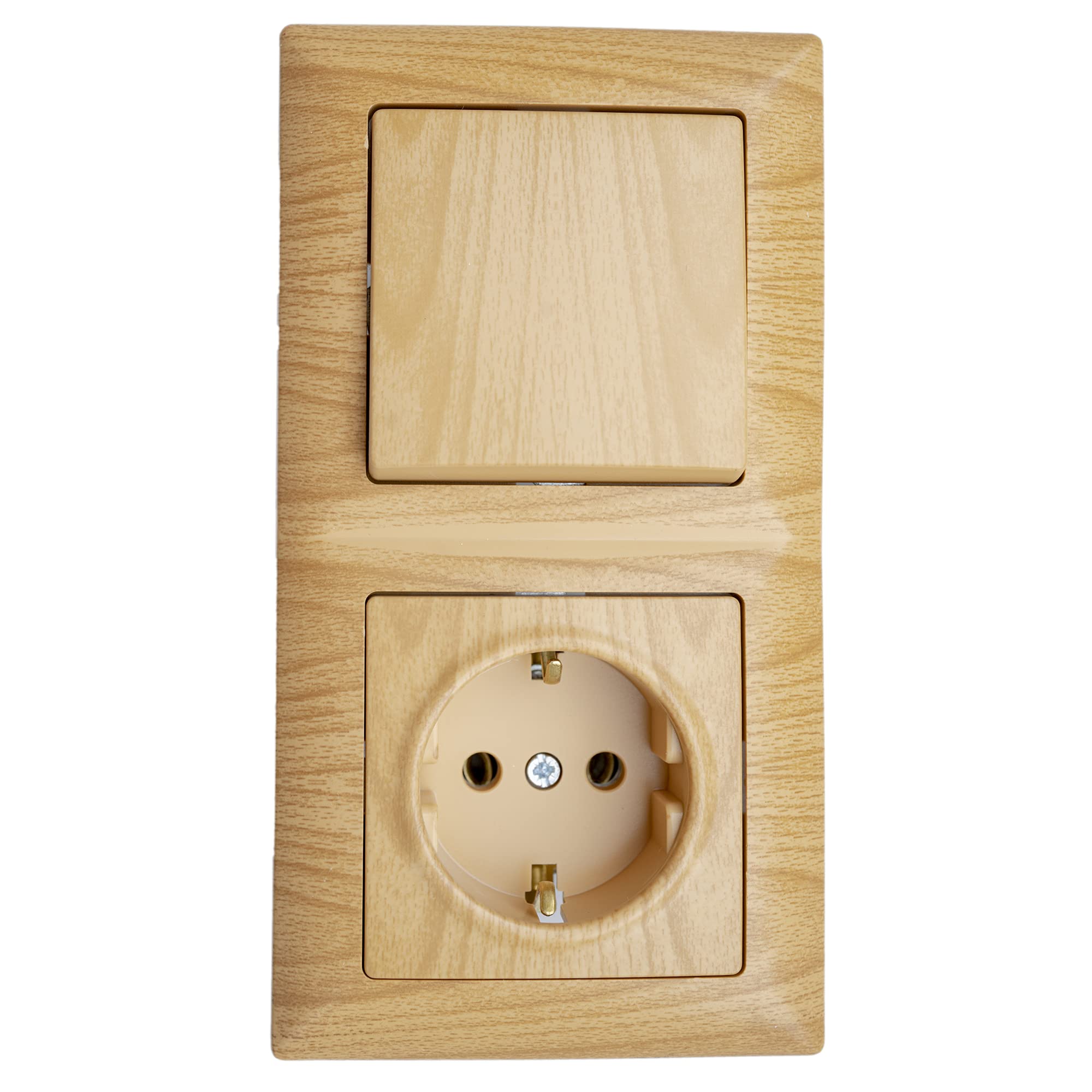 Gunsan Visage Socket Combi Shatter-Ground Contact Flush-Mounted Wood Look Achorn Wood