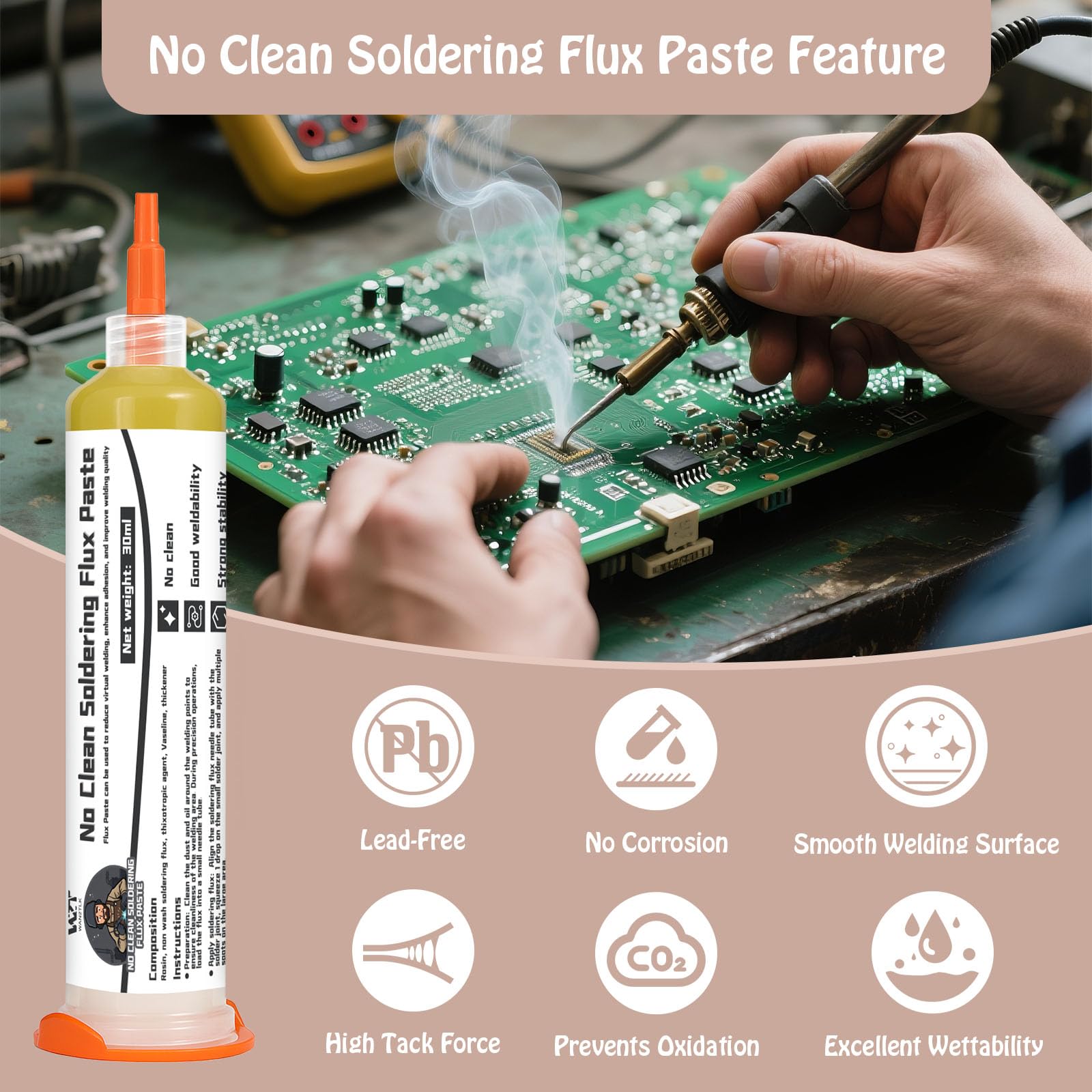 WAN2TLK 2Pcs No Clean Soldering Flux Paste, Solder Flux for Electronics Soldering Tin Soldering - Image 2