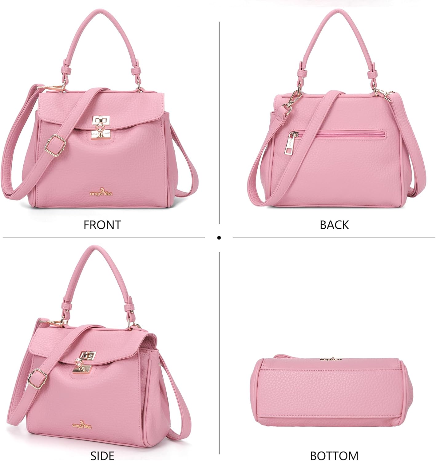 Angel Kiss Small Top Handle Satchel Purses and Handbags for Women Soft Vegan Leather Tote Shoulder Bag - Image 8