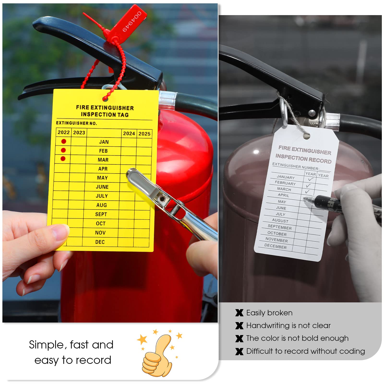 Buy 101 Pieces Monthly Fire Extinguisher Inspection Tags 2022 4 Years Maintenance Tags and