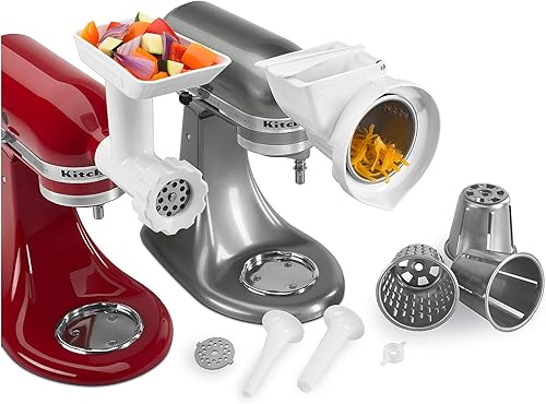 Ayudante de Cocina de KitchenAid KGSSA, 3 piezas. Juego de accesorios de Amoladora, cortadora y embutido de salchicha, ninguno , Blanco