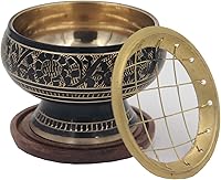 Vista 2 de DharmaObjects Quemador de incienso de carbón de latón decorado