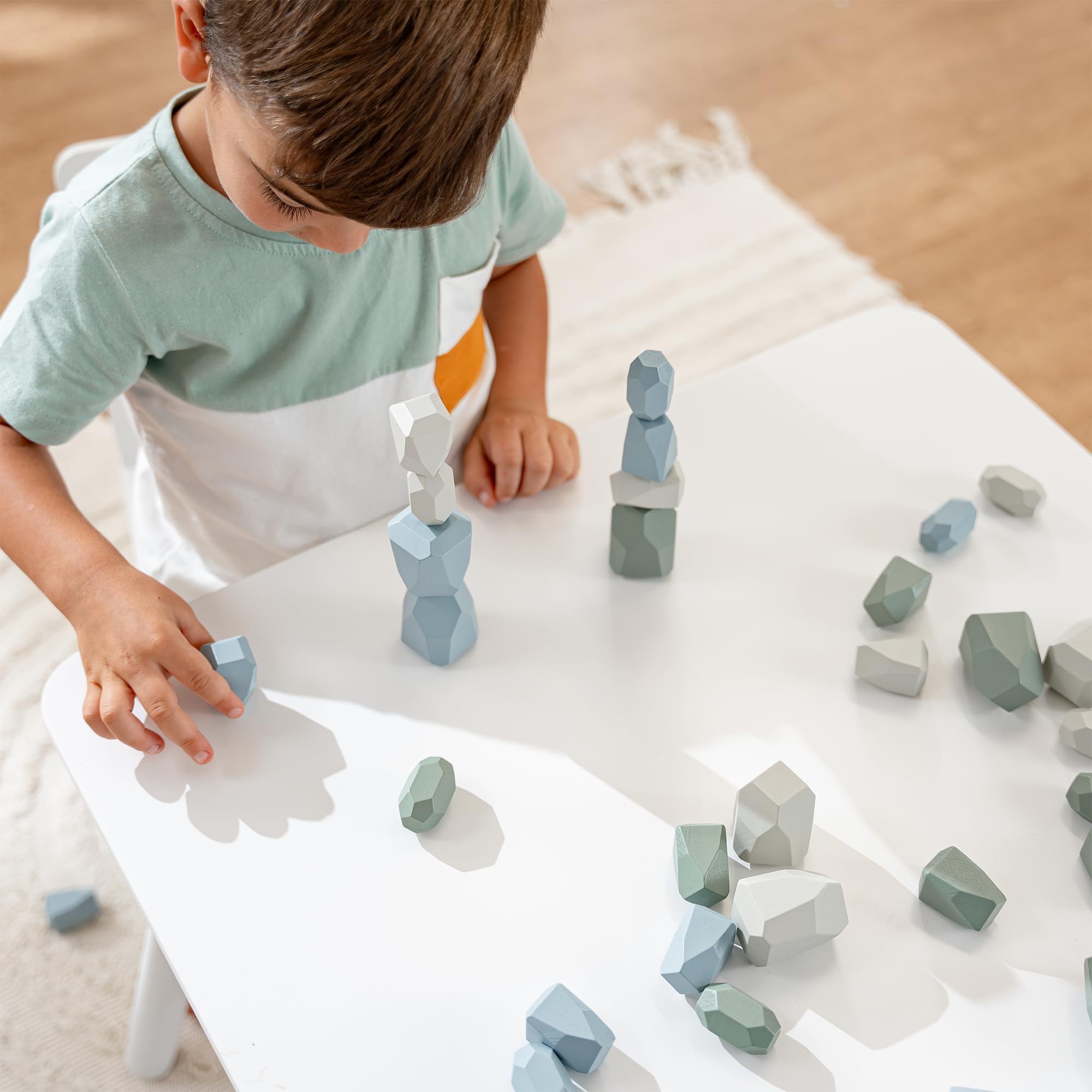 Comfy Cubs Wooden Stacking Rocks 36 Pieces, 36 Months+, Educational Stacking Stones Toddler Toys - Image 2