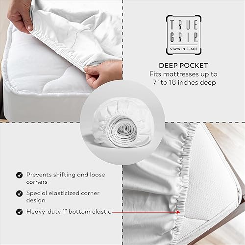 Miniatura 6 de Purity Home - Juego de sábanas 100% algodón de 400 hilos, percal refrescante, con bolsillo profundo elástico, ropa de cama de 4 piezas, lujo estilo