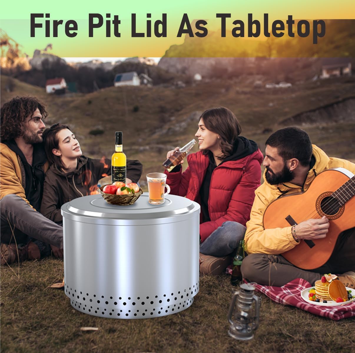 Pellet Adapter for Solo Stove 19.5" Bonfire 2.0+Fire Pit Lid for Solo Stove Bonfire