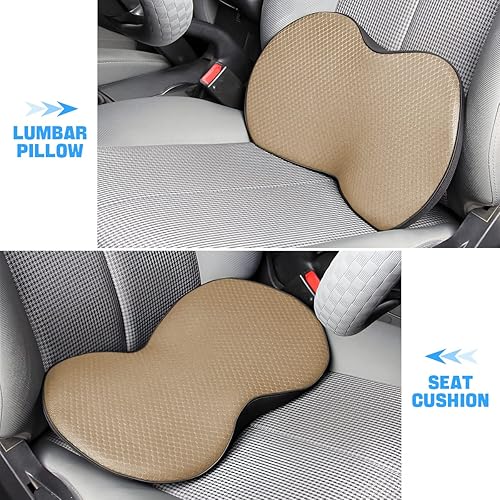 Miniatura 5 de Cojín de asiento de automóvil, almohadilla de espuma viscoelástica para asiento de automóvil, cómoda almohada de respaldo bajo y coxis para aliviar