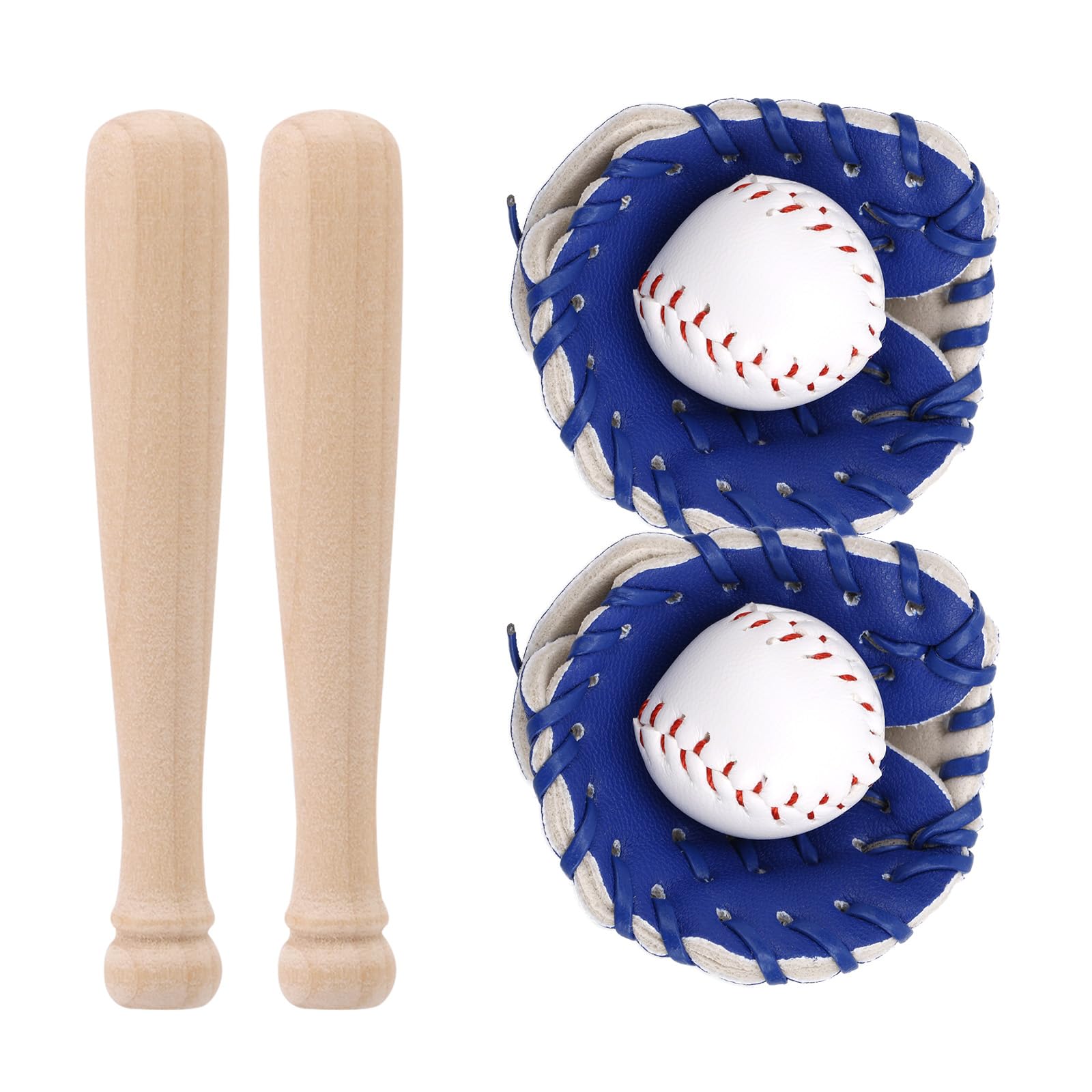 Mini Baseball Set, Miniature Baseball Bats Gloves & Balls Kit for Cake Topper Sports Decor Desktop Decorations Photography Prop Dollhouse Accessories for Kid Childrens Childs Toddler Baby (Blue)