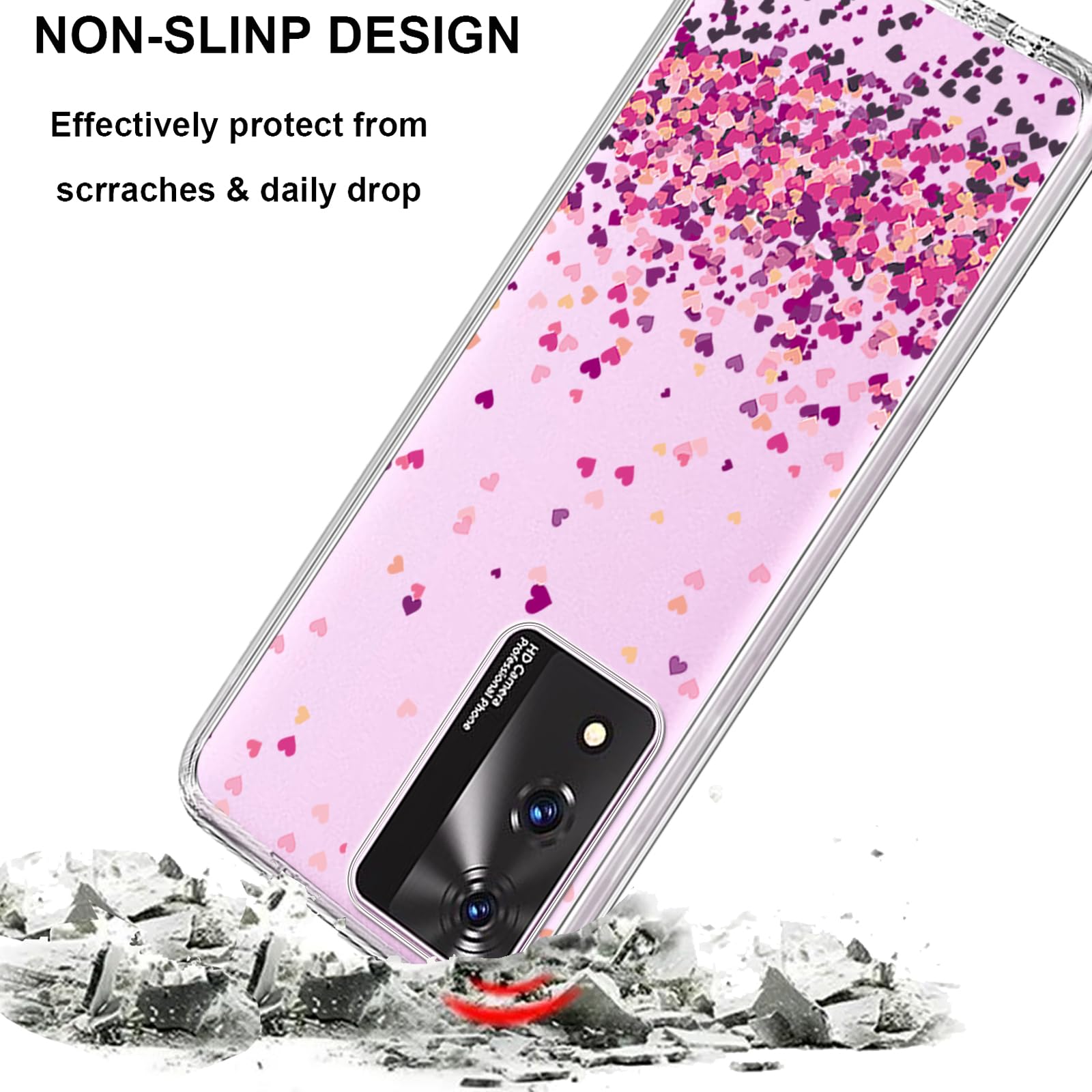 Custodia Cubot A10 Con Motivo Floreale Rosa + 2 Pellicole Vetro Temperato - Cover Antiurdo E Protezione Schermo, ESACMOT