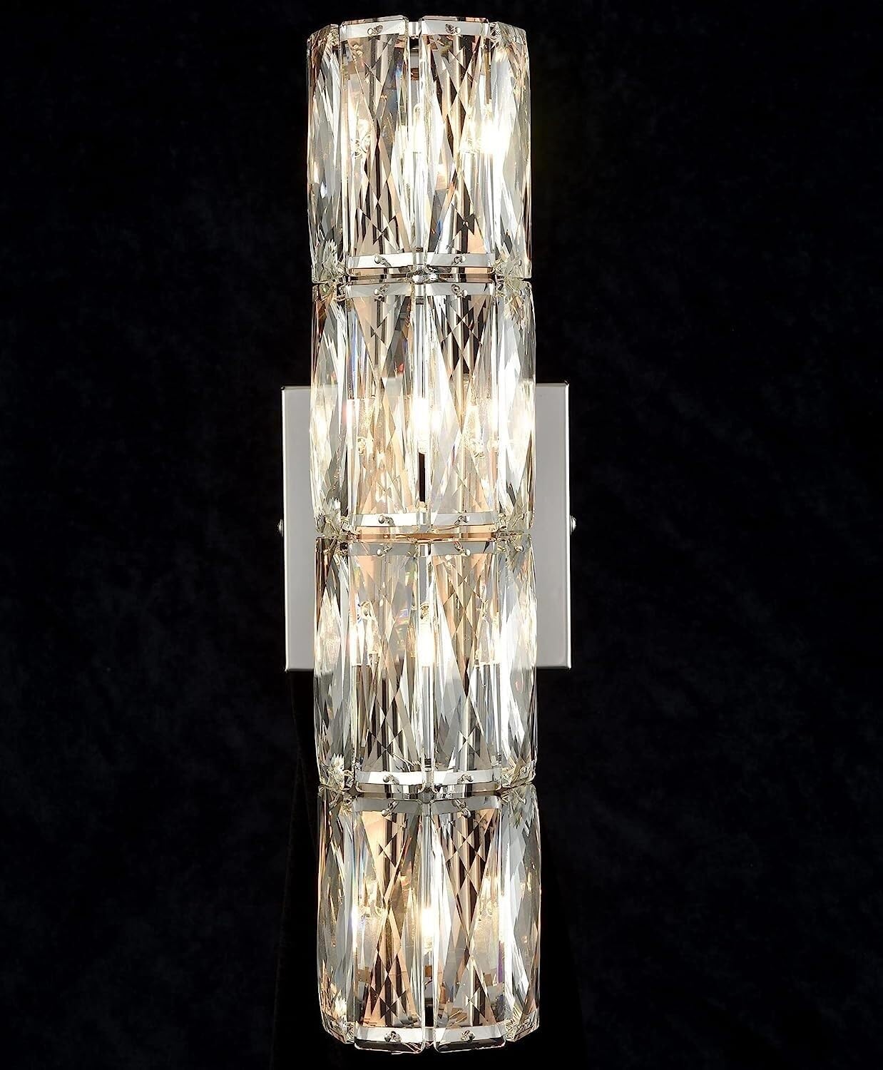 HCZKIUJY Nordic Long Strip Crystal Vanity Wall Sconce Mid Century Hallway Stairs LED Wall Light Modern Indoor Bathroom Wall Mount Lamp for Bedside Living Room Aisle(4light)