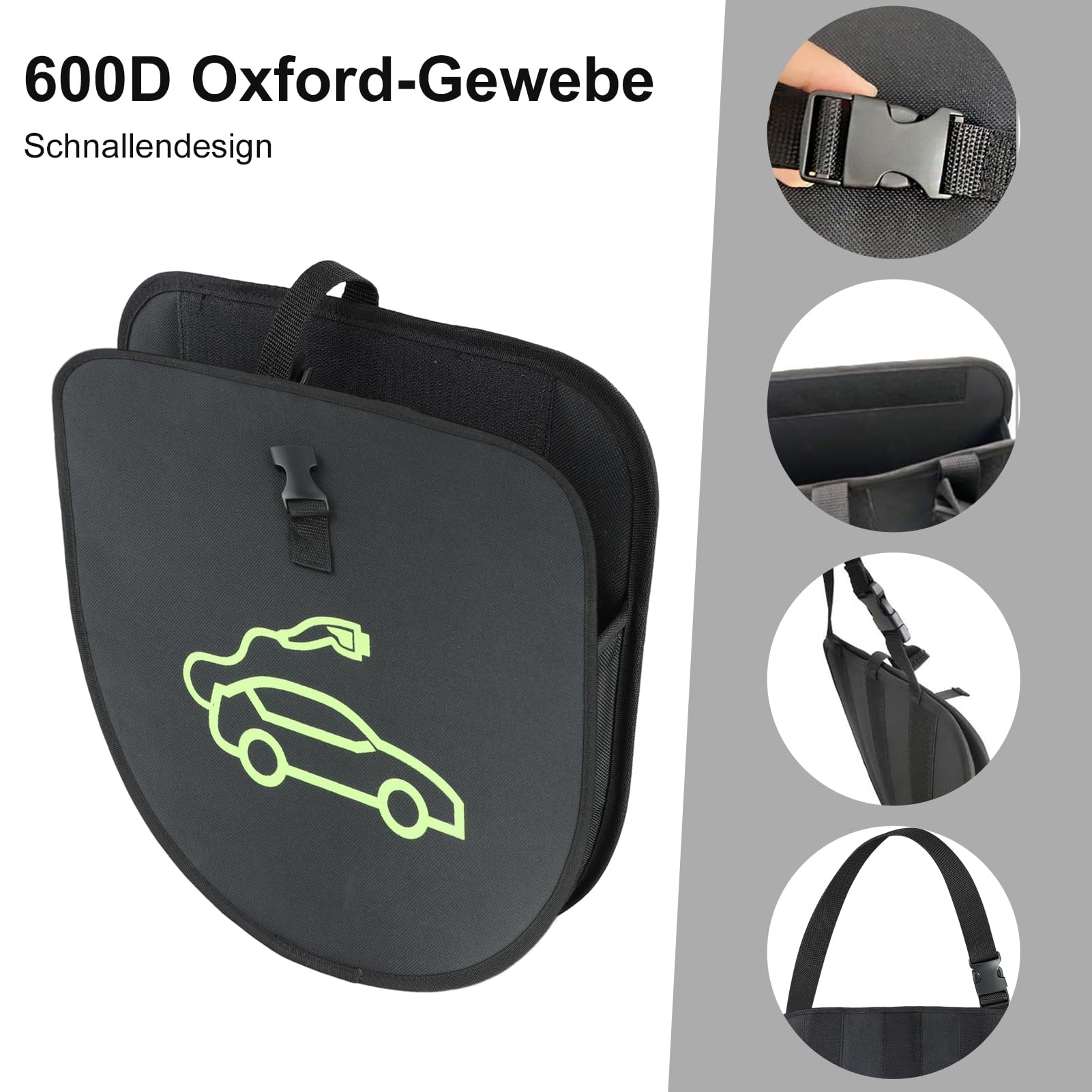 Étui de rangement pour chargeur de voiture électrique, sac de cordon de charge EV, tissu Oxford 600D imperméable, sac de rangement pour ligne de charge de véhicule d'énergie