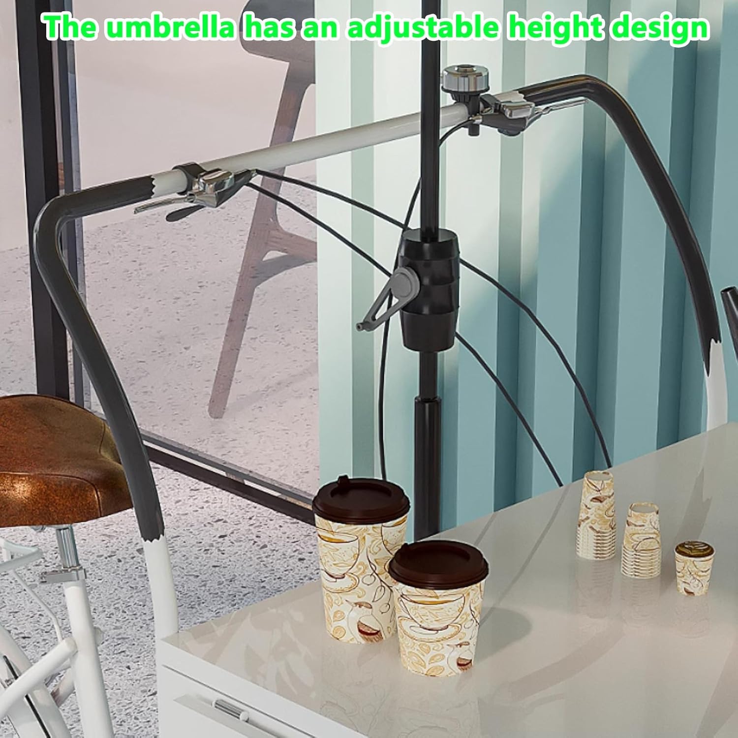 Mobile Vending Bicycle Cart, Food Display Stand with Parasol and Large Foldable Deck, Market Stall Display Stand, Iron Portable Tricycle Cart for Events, Streets(Black)