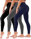 3 Pack Leggings for Women High Waisted Tummy Control No See-Through Yoga Pants Workout Running Leggings
