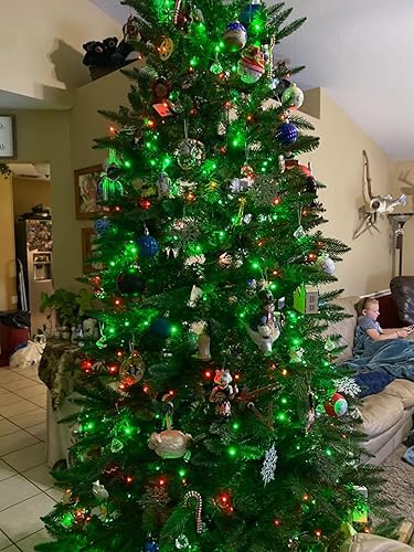 Miniatura 5 de YEGUO Paquete de 8 luces solares rojas y verdes para exteriores, impermeables, cada cadena de 100 luces LED solares de 33 pies, 8 modos de luces