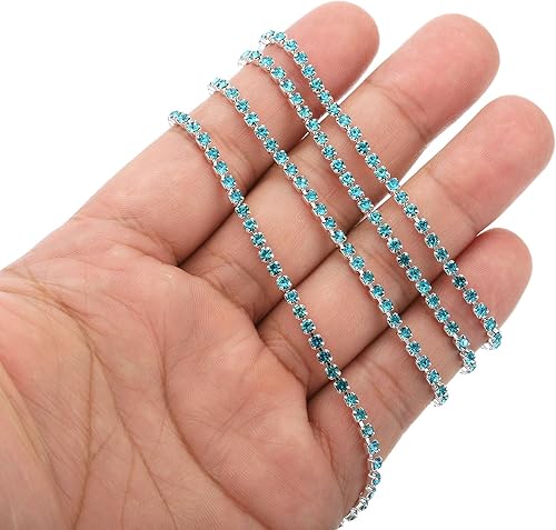 Miniatura 4 de PATIKIL Cadena de cierre de diamantes de imitación de cristal de 11 yardas32.8 ft, cadena de garra de 0.098 pulgadas para manualidades, joyería,