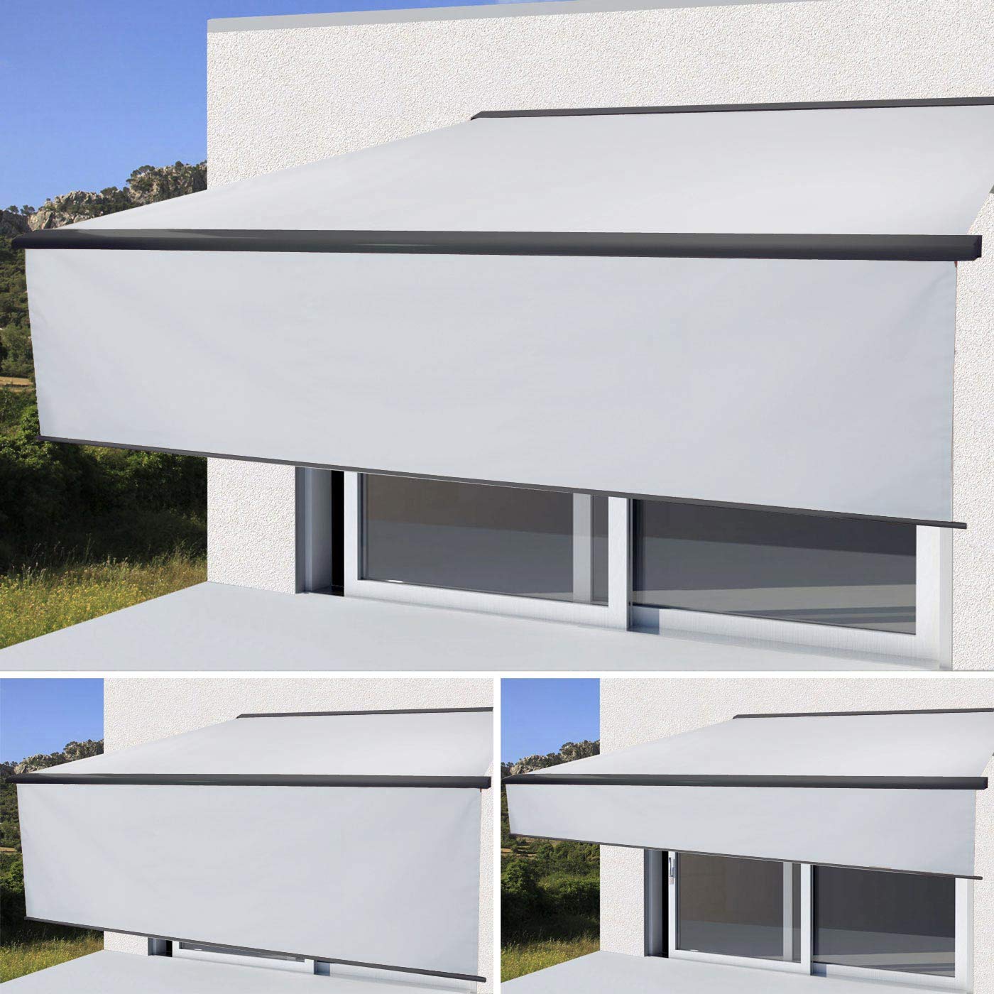 Mendler Elektrische Markise T124 4,5x3m - Acryl Creme, anthrazit