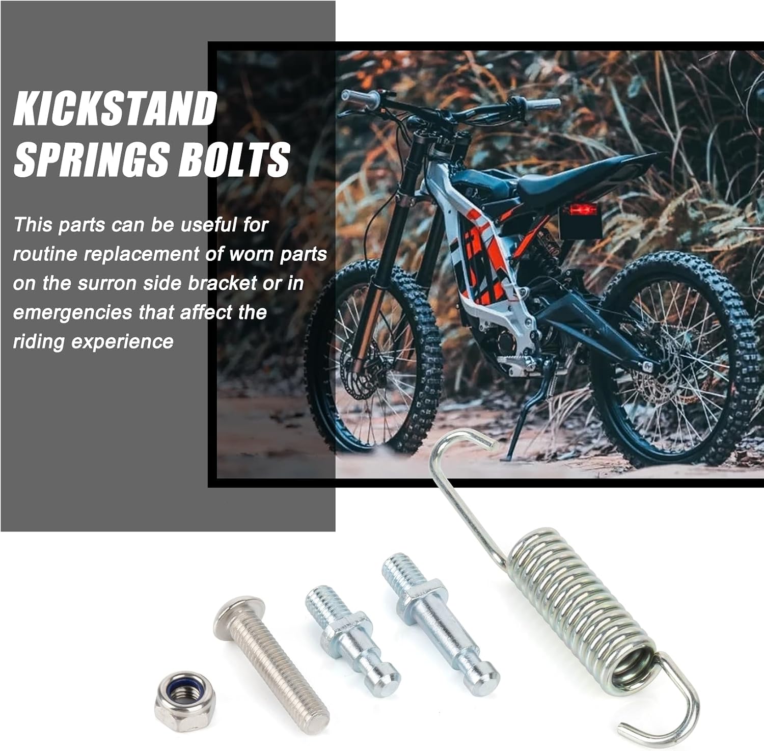 Kickstand Springs Bolts, PSLER Side Stand Spring Replacements Bolt Screw Kit Kickstand Spring Kit Compatible with Sur Ron Light Bee X/S Segway X160 X260 for Talaria Sting eRide Pro Electric Dirt Bike
