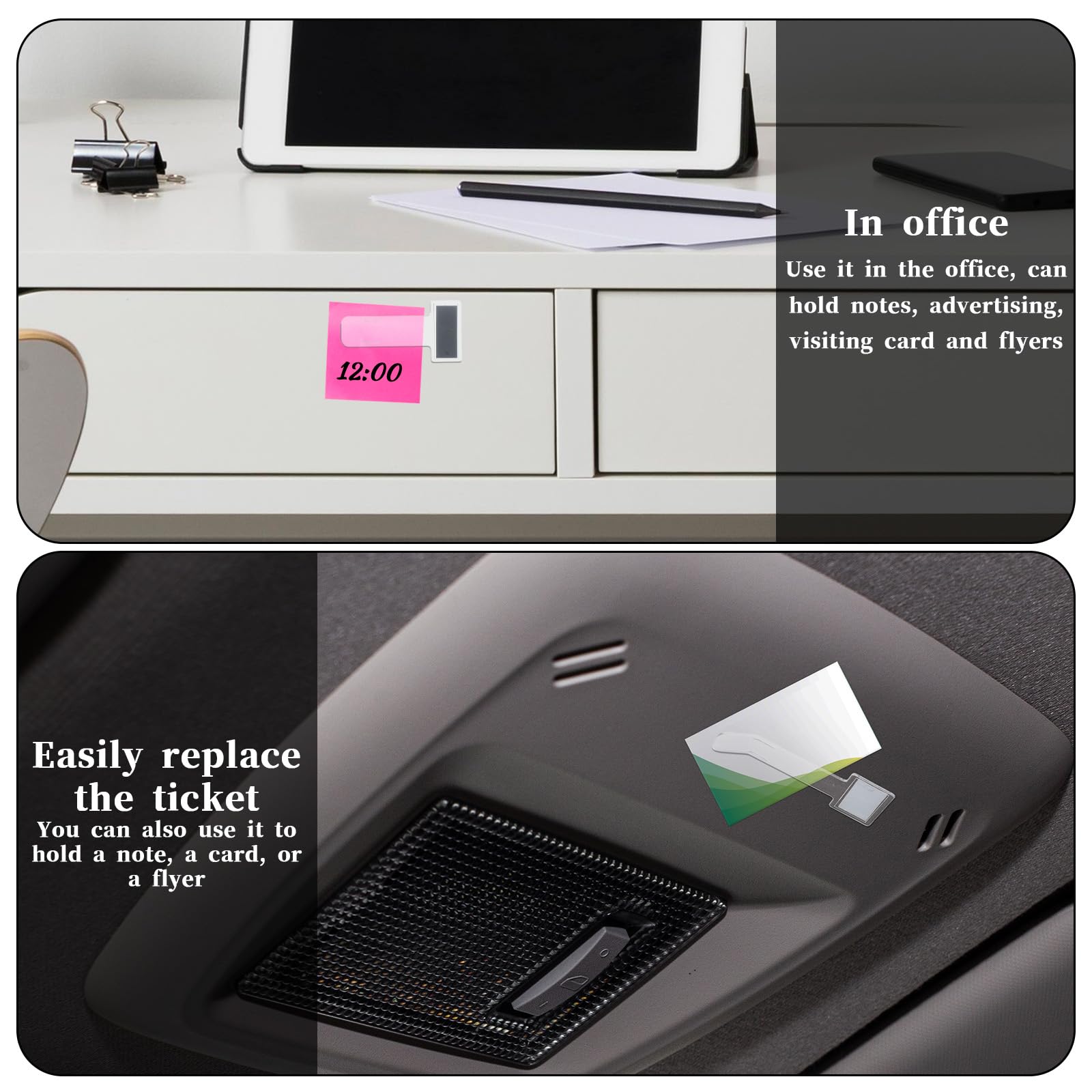 TIESOME 10 piezas de clips para soporte de ticket de aparcamiento, soportes transparentes para parabrisas autoadhesivos, clip para tickets para coches, caravanas, camiones