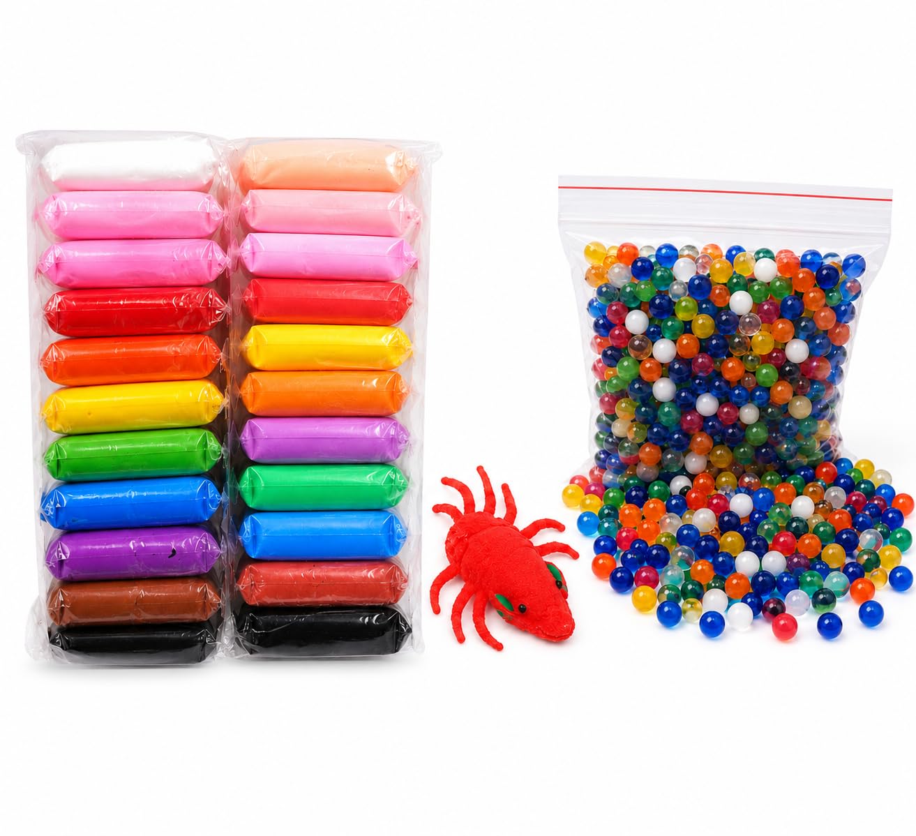24 Piece Air Dry Clay and Multi Colour Crystal Soil Water Beeds (Approx 300pc)-image-48
