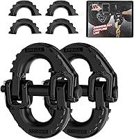 AMBULL 2-Pack 1/2" G80 Hammerlock Safety Chain Connector Links - 12,000 lbs Tow Hitch Couplings with Rubber Isolators, Black