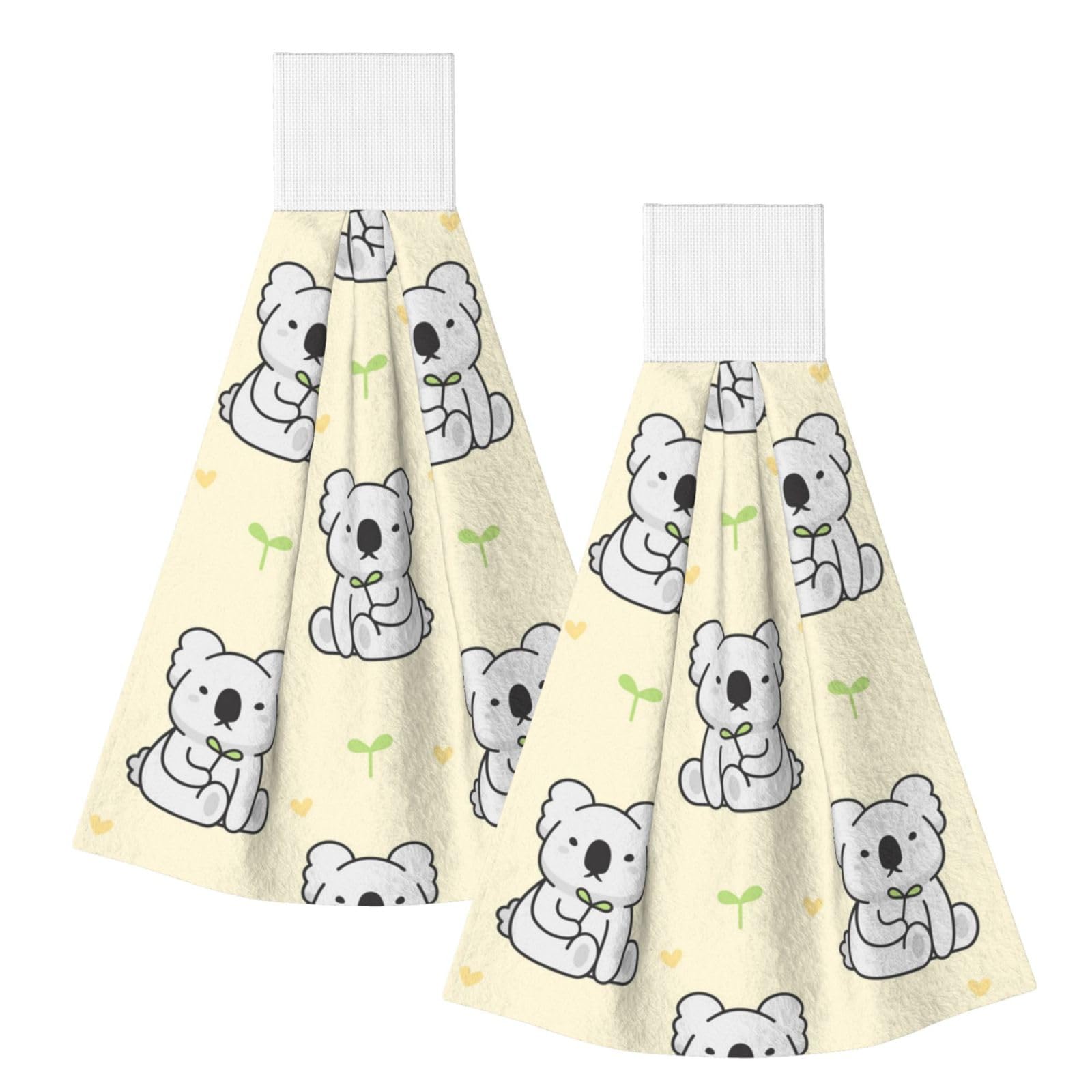 DOPKLNA Cute Koala, 2 Pcs Hanging Coral Fiber Hand Towels for Bathroom, Absorbent Kitchen Towels