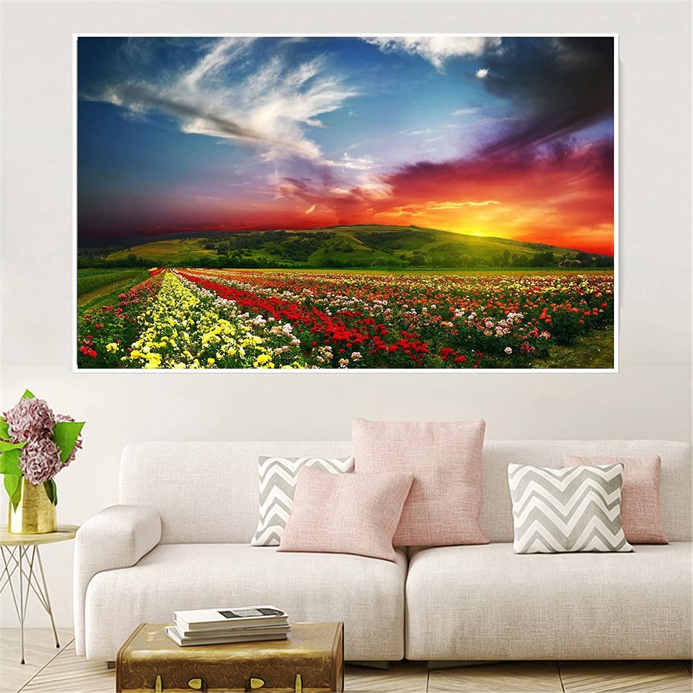 Fleurs colorées 60x120cm peinture diamant 5d complet - 7