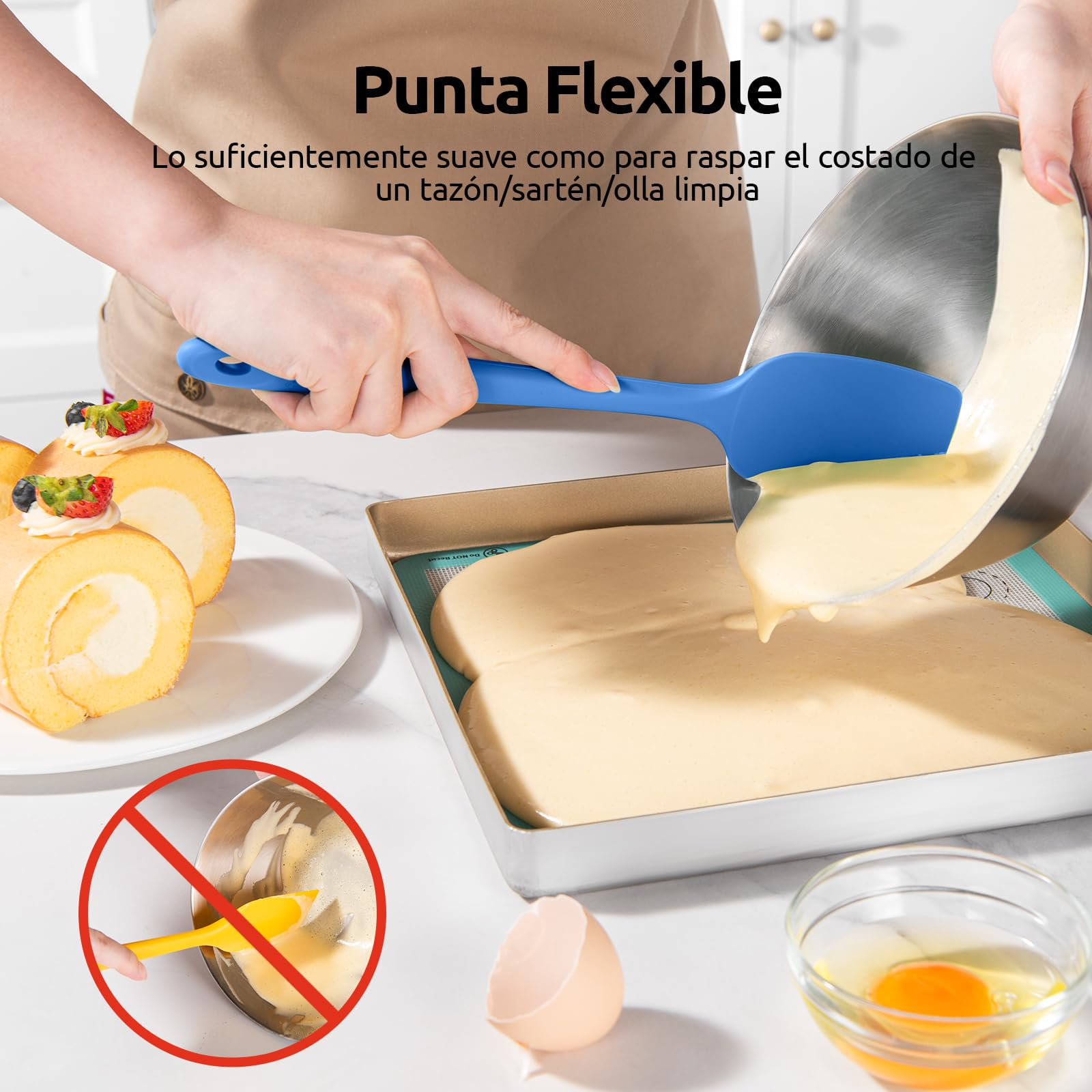 U-Taste Espátulas de Cuchara Silicona: 250℃ Resistente al Calor Lengua Raspador de Goma Flexible y Libre de BPA, Juego de 3 Utensilios de Cocina para Hornear y Mezclar (Multicolor)