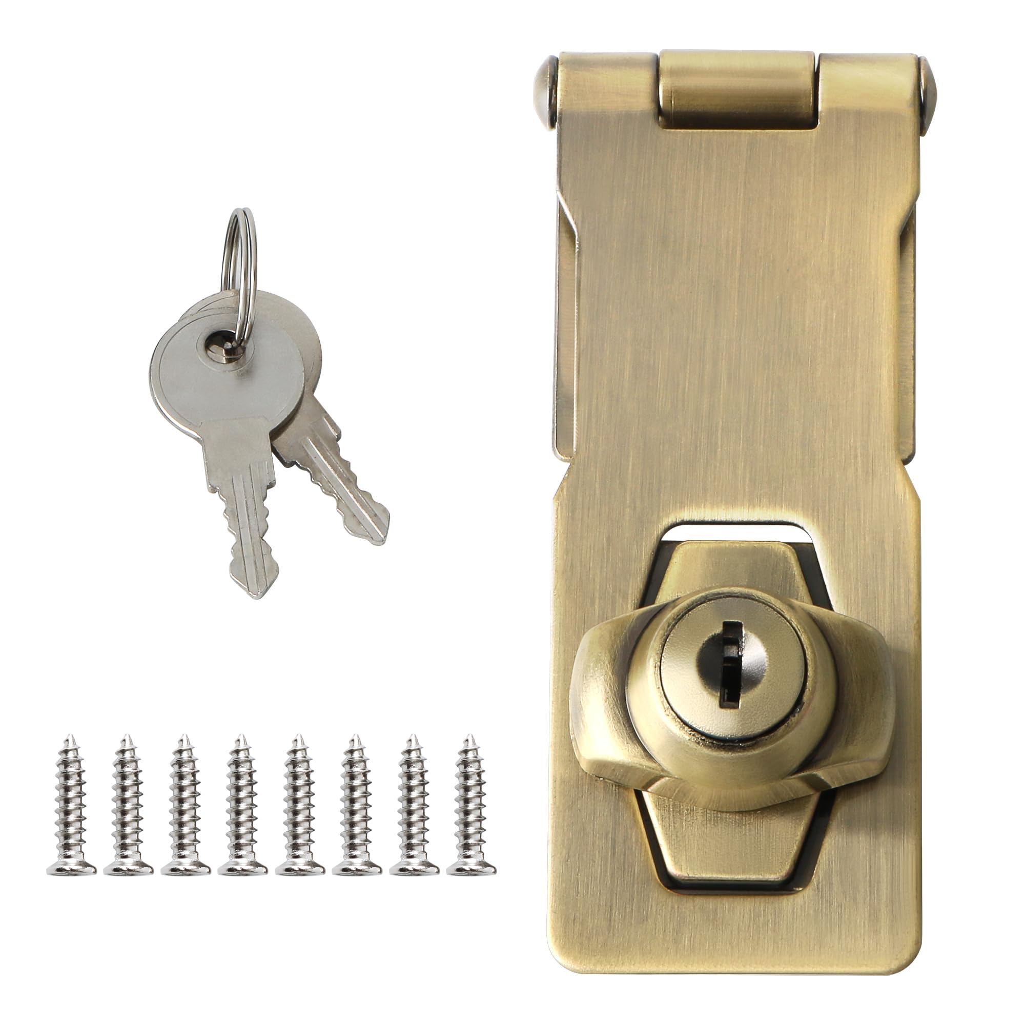 Alise Keyed Hasp Latch,4 Inch Safety Padlock Hasp for Cabinets