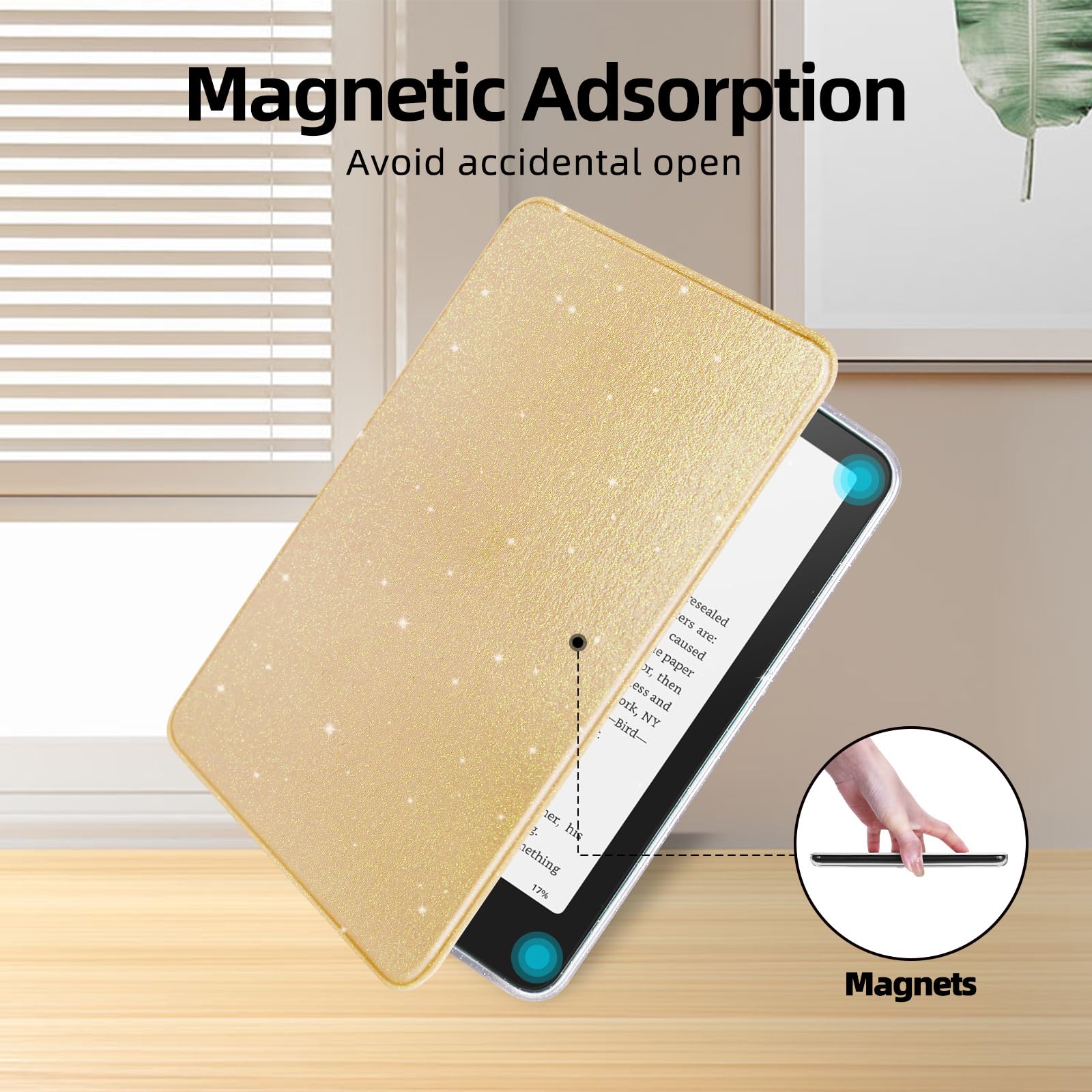 Custodia glitterata per Kindle Paperwhite da 7 pollici di 12a generazione 2024 e Kindle Colorsoft Signature Edition, guscio posteriore trasparente con custodia in pelle PU, funzione sleep/wake