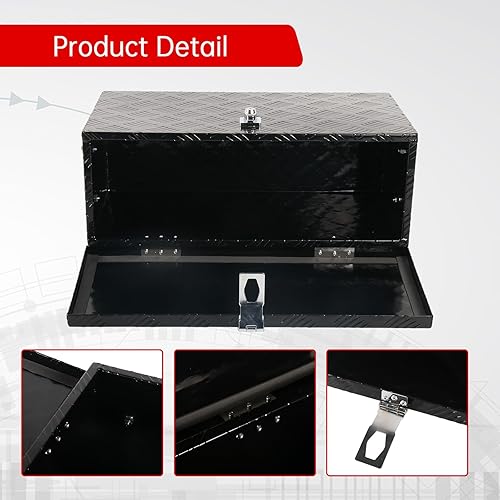 Miniatura 4 de Caja de herramientas de aluminio chapada en rayas de 24 pulgadas, caja de herramientas de aluminio, caja de herramientas cuadrada impermeable con