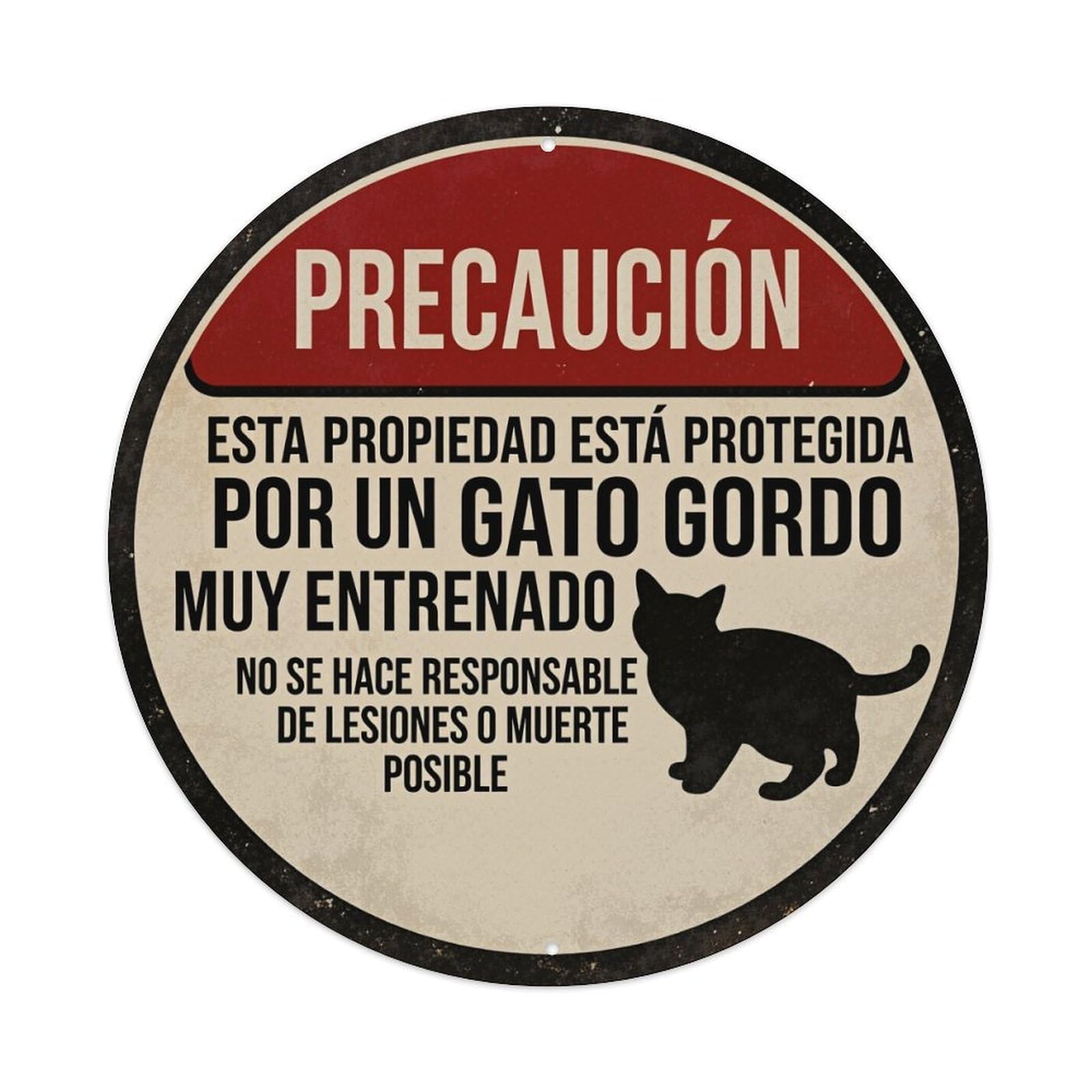 Caution Fat Cat Protected Trained Metal Tin Sign Vintage Garden Bedroom Cafe Bar Man Cave Home Wall Decor Metal Poster 8x8 inches