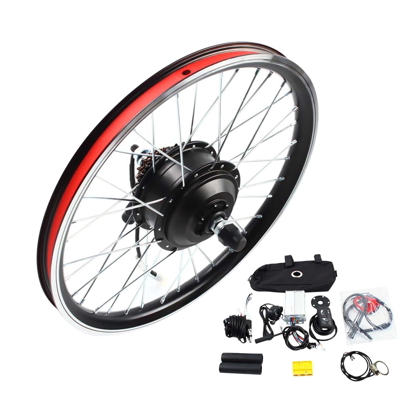 20 Zoll E-Bike Umbausatz, 36V Hinterrad Bürstenloser Nabenmotor mit LED Display, 5 Magnetpunkte Sensor, 3 Gang Getriebe, Elektrofahrräder Conversion Kit für V-Bremse und Scheibenbremse