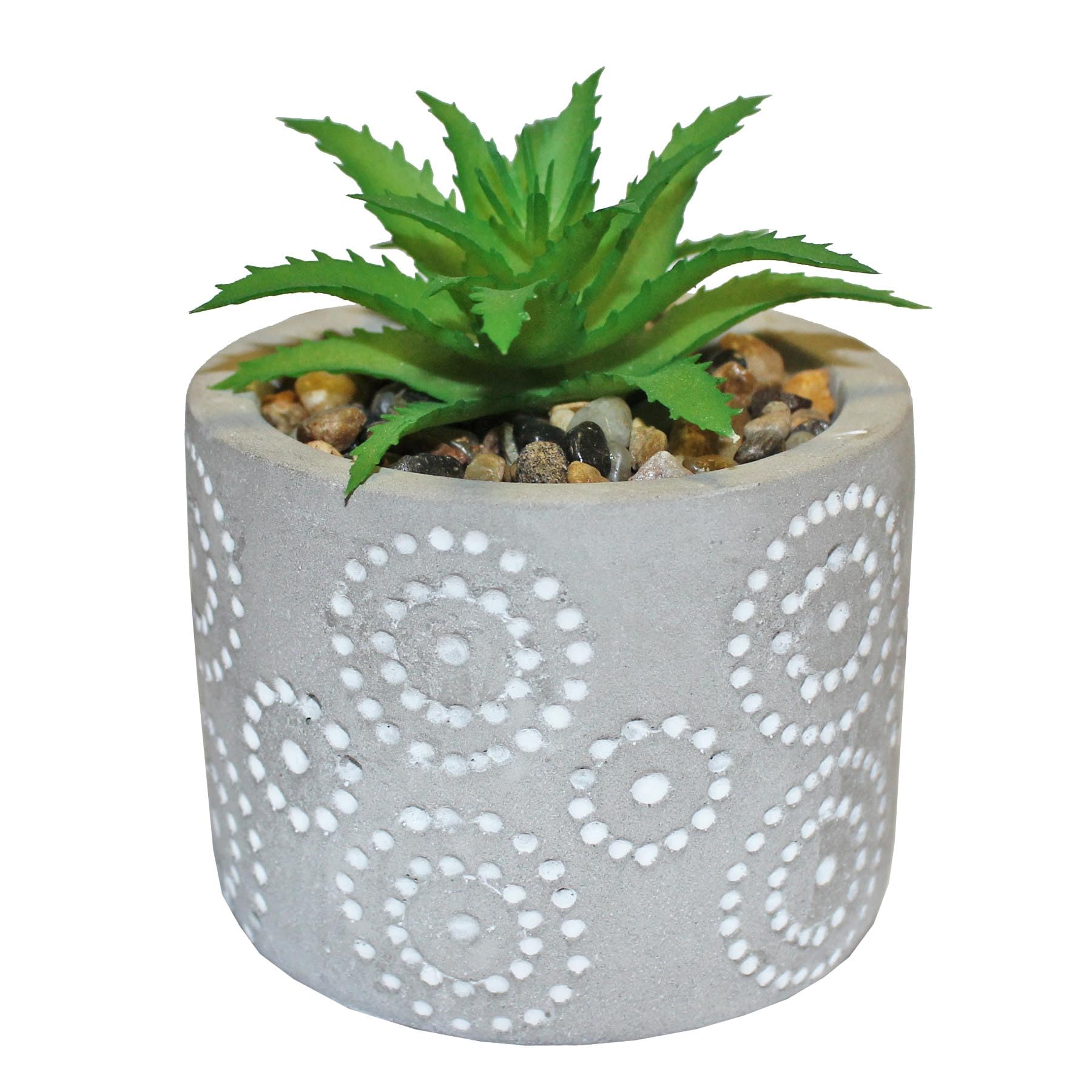 Widdle Gifts Green Artificial Succulent Flower Pot Planter Cement Pot 11Cm (Design C)