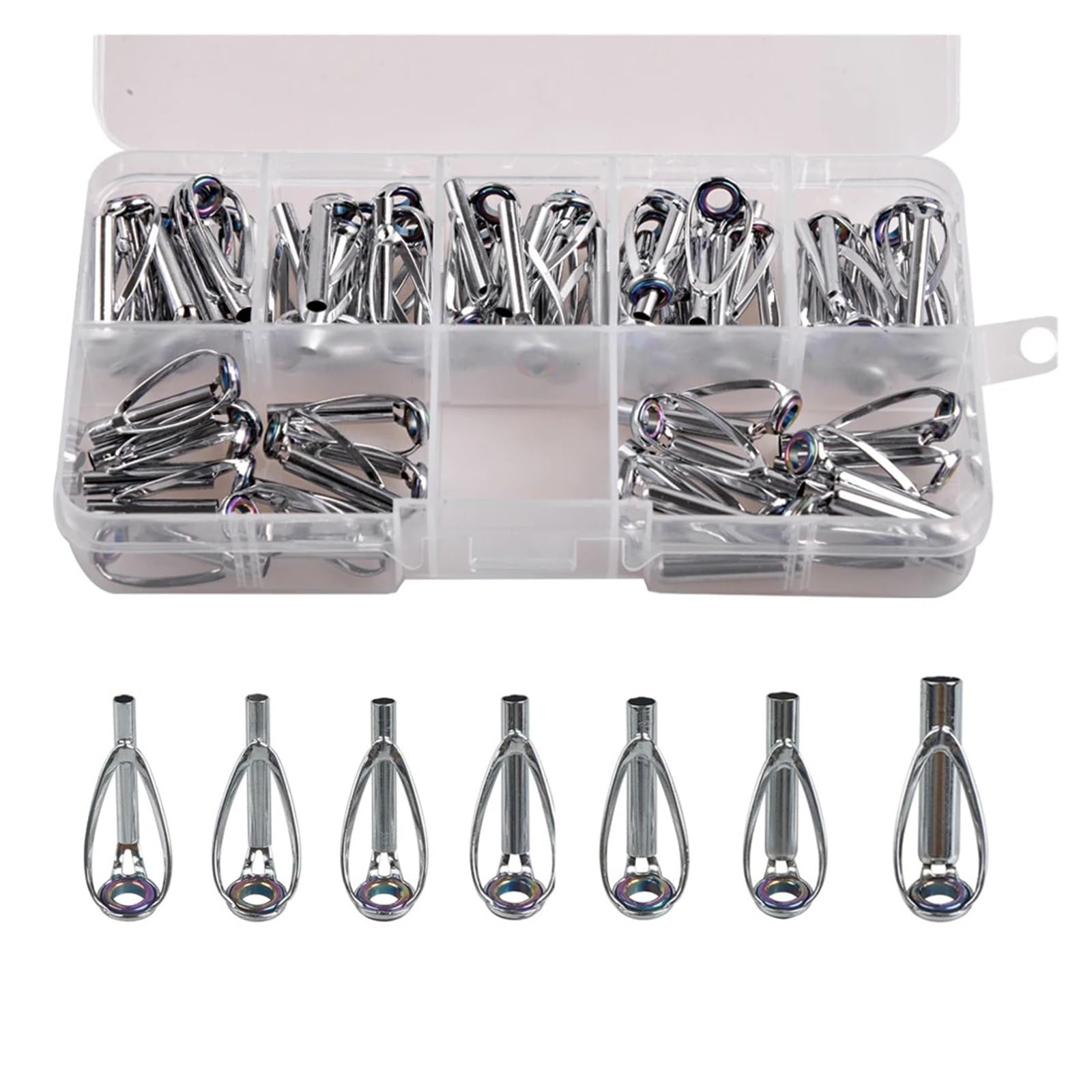 Anelli Canna Da Pesca 70 pezzi kit di riparazione punta canna da pesca punte superiori canna di ricambio punte guida anello in acciaio inossidabile forniture da pesca fai da te
