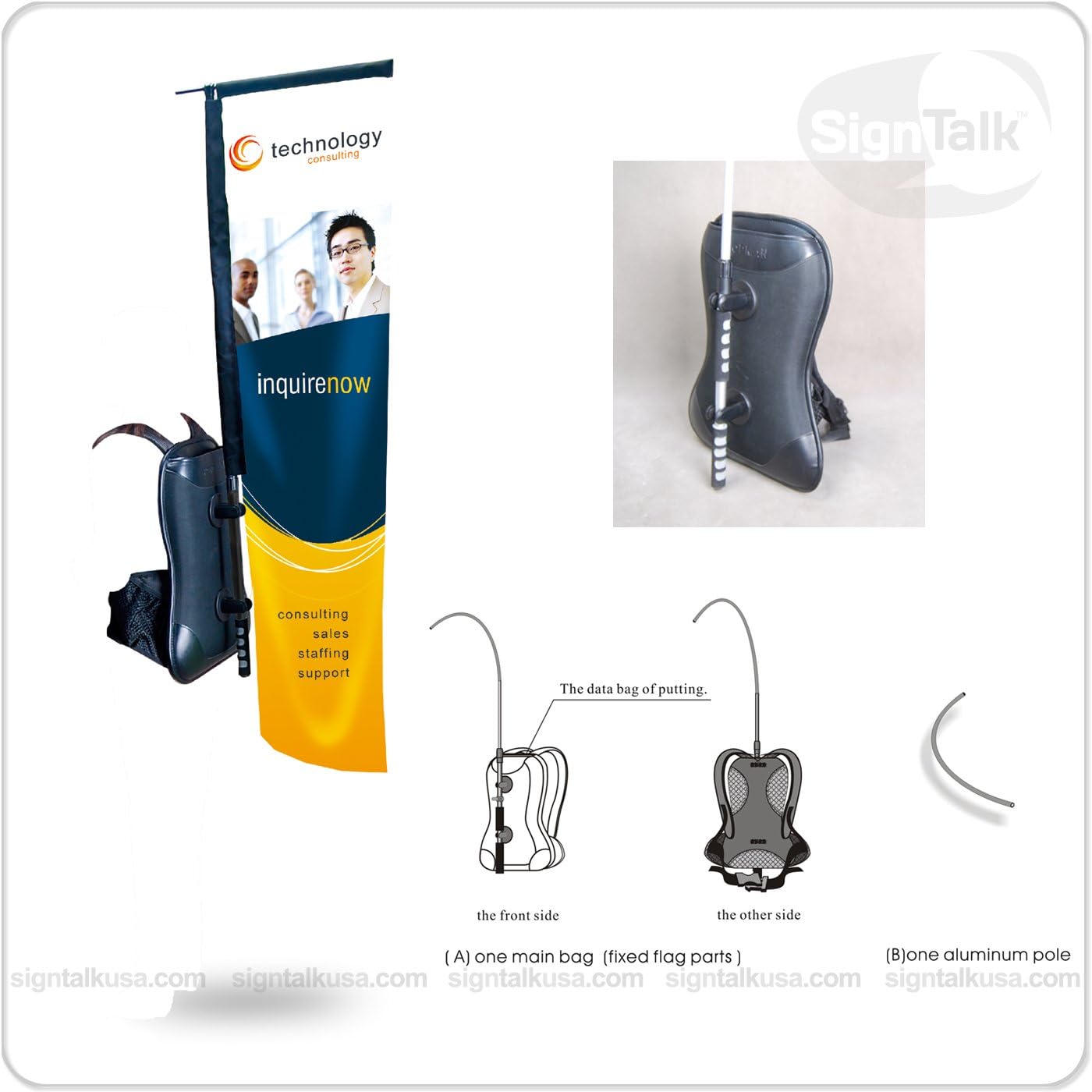 Sign Talk Human Backpack Block / Teardrop Flag Banner (Block Type)