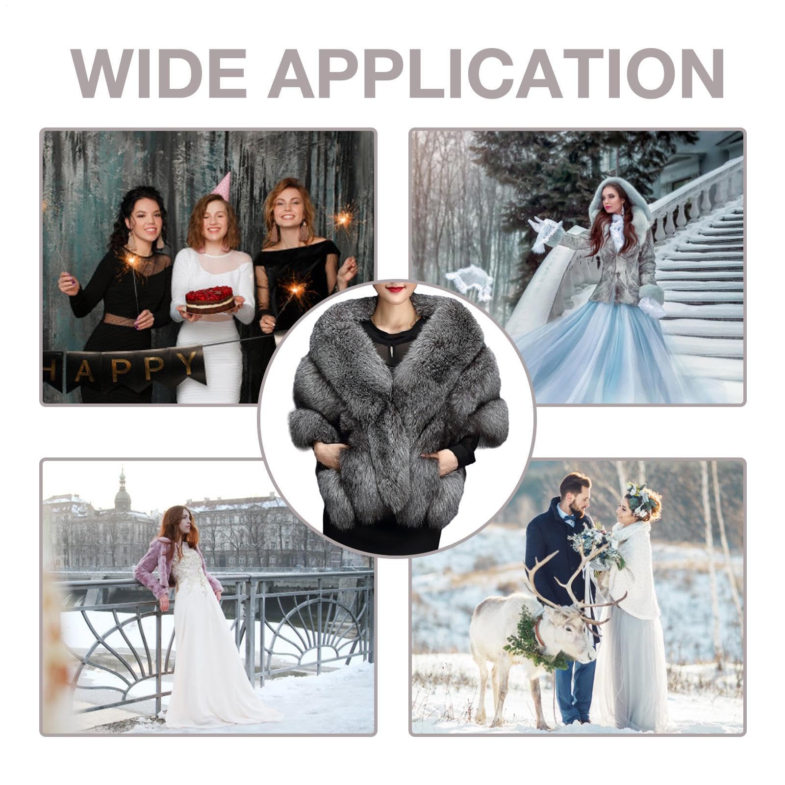 Faux enveloppement – Châle d'hiver pour femme, étole élégante | Cape de mariée douce et chaude - Couverture de soirée luxueuse - Accessoire élégant pour fête de mariage, événement formel, célébration
