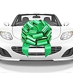Mata1-USA - Huge Car Bow - Green, 18 Inch - Big Gift Wrapping Bow for Large Gift Decoration - Giant Size for Indoor & Outdoor Use - 20 Loops & 4 Stickers