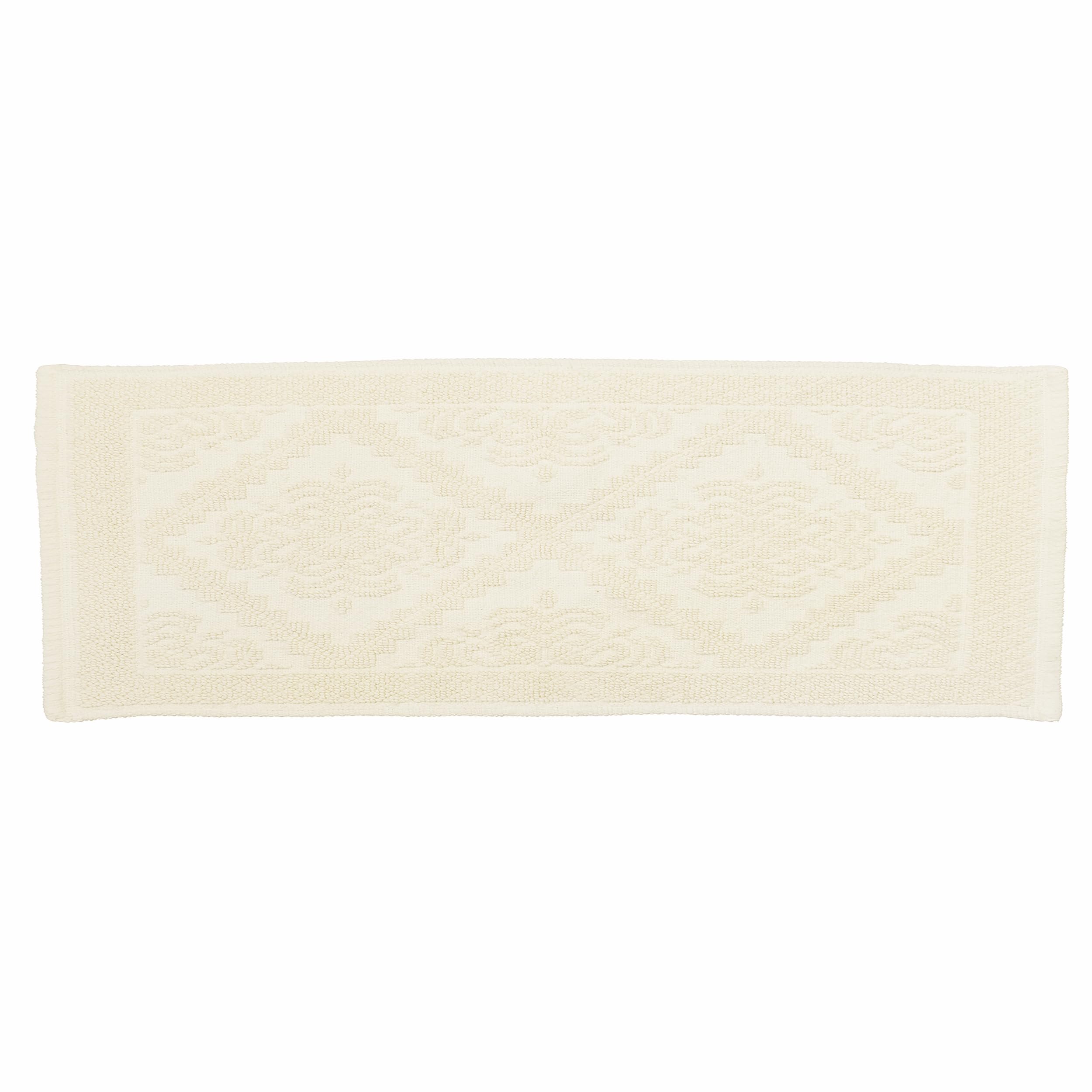Tapis de bain 100% coton ivoire Sibil 60x180 cm, l'élégance textile pour votre salle d'eau