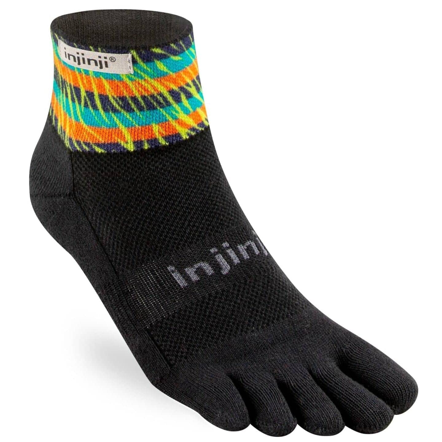 Injinji Spectrum Trail Midweight Mini Crew Running Socks - S / Sonic