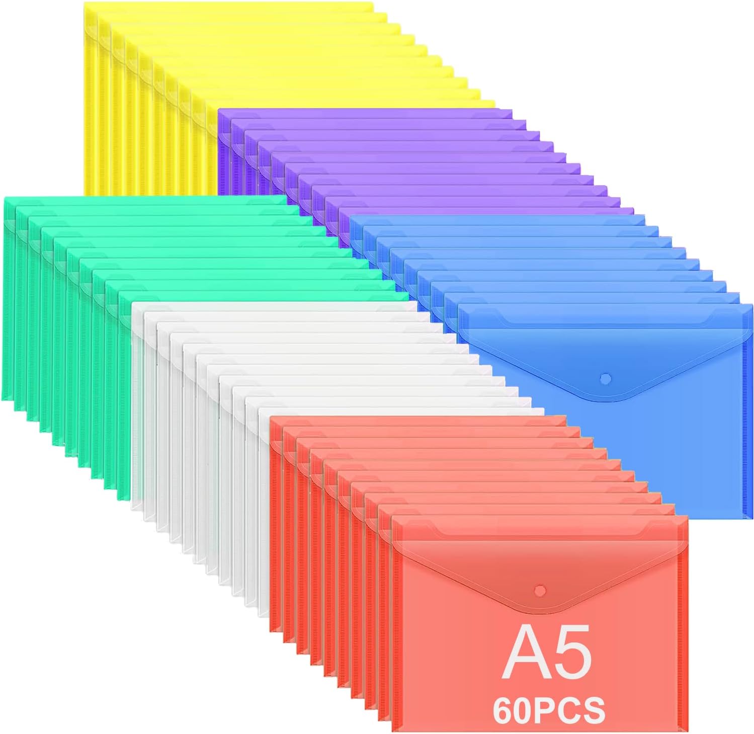 ASelected Lot De 60 Pochette Plastique A5 6 Couleurs Transparente aselected-lot-de-60-pochette-plastique-a5-6-couleurs-transparente