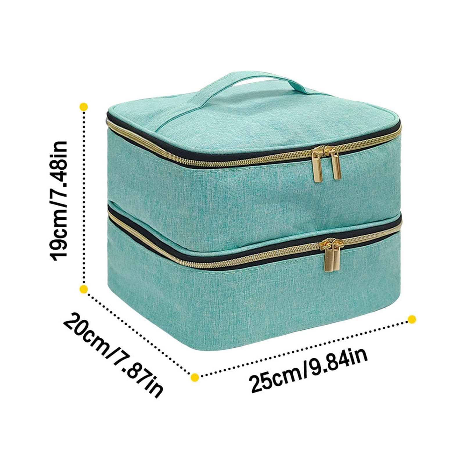 HA BIN Nagellack-Organizer Tasche – Doppelschicht, Für 30 Flaschen + Lampe, Wasserdicht, Rosa, Mit Tragegriff