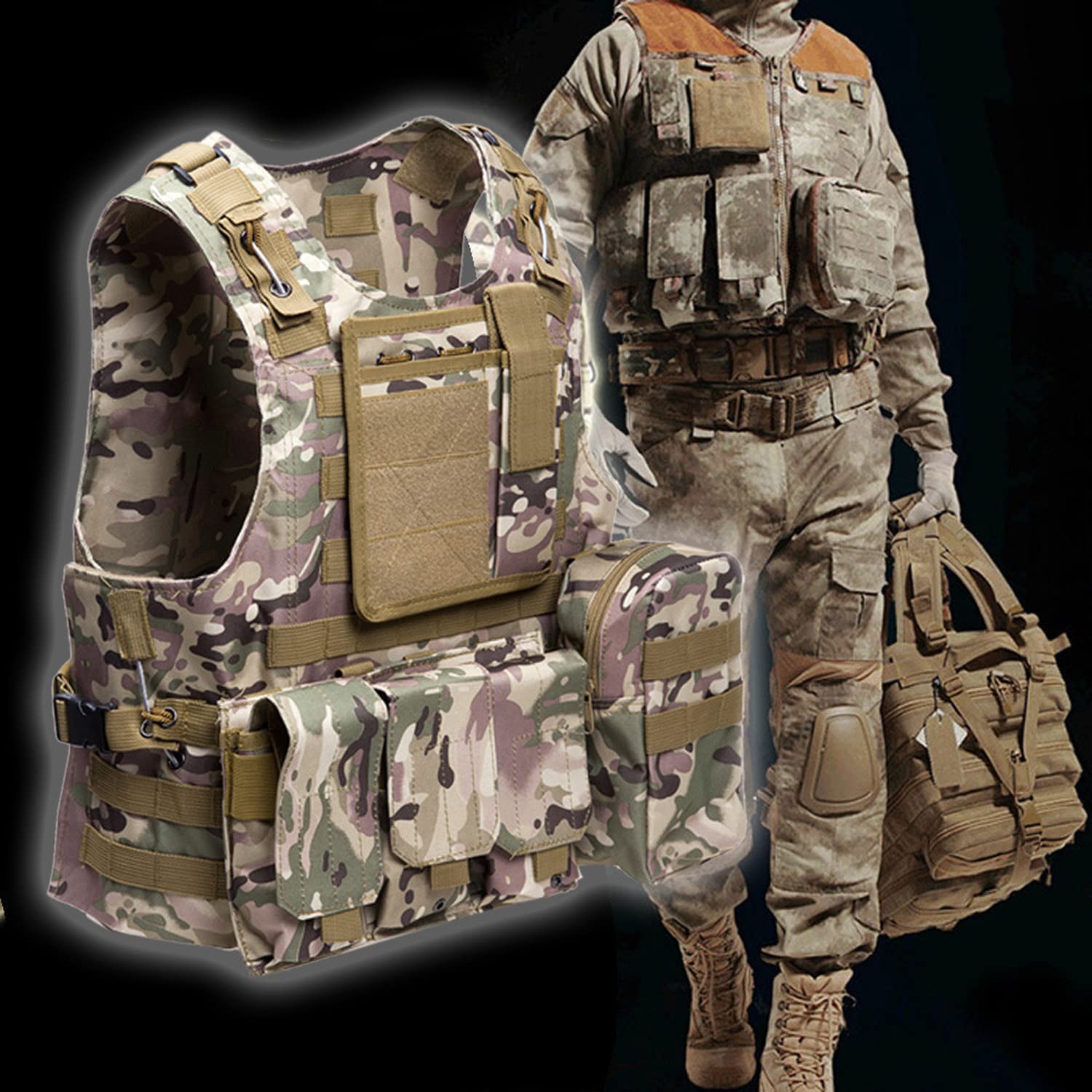 Chaleco táctico militar Molle, para Airsoft, SWAT, Policía