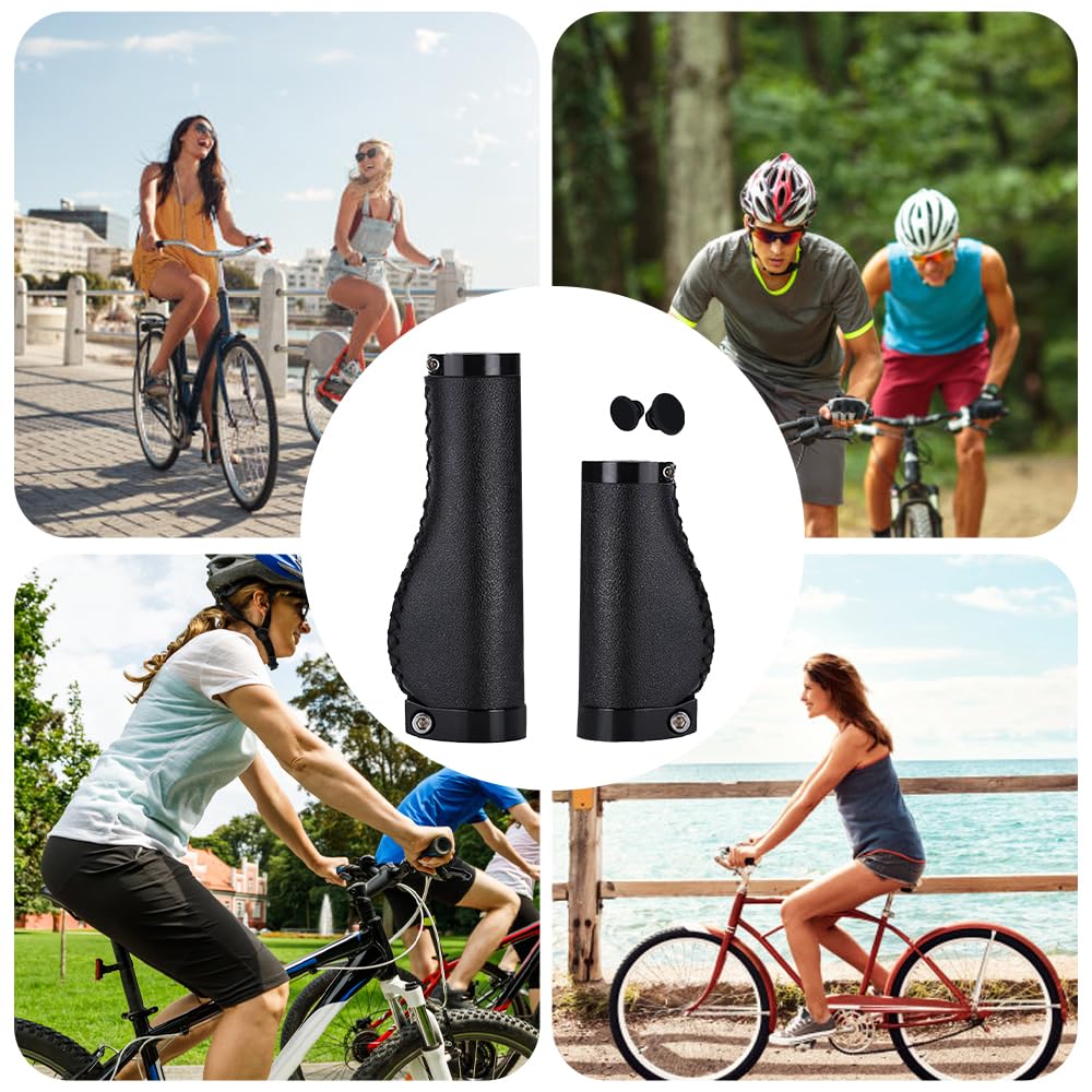 Puños Bicicleta MTB, Manillar Ergonómicos, Amortiguadores y Antideslizantes de Aluminio con Doble Cerradura para de MTB de 22 mm, Bicicleta Eléctrica, BMX, Bicicleta Plegable, etc