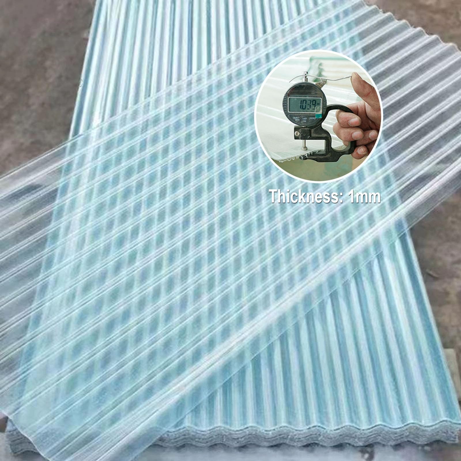 1mm Hojas De Techo Corrugado,Placa De Iluminación Natural FRP De Protección UV,Chapa Ondulada Para Invernaderos Prueba De Lluvia,Placa De Iluminación Natural FRP (0.9×0.8m,1pcs)