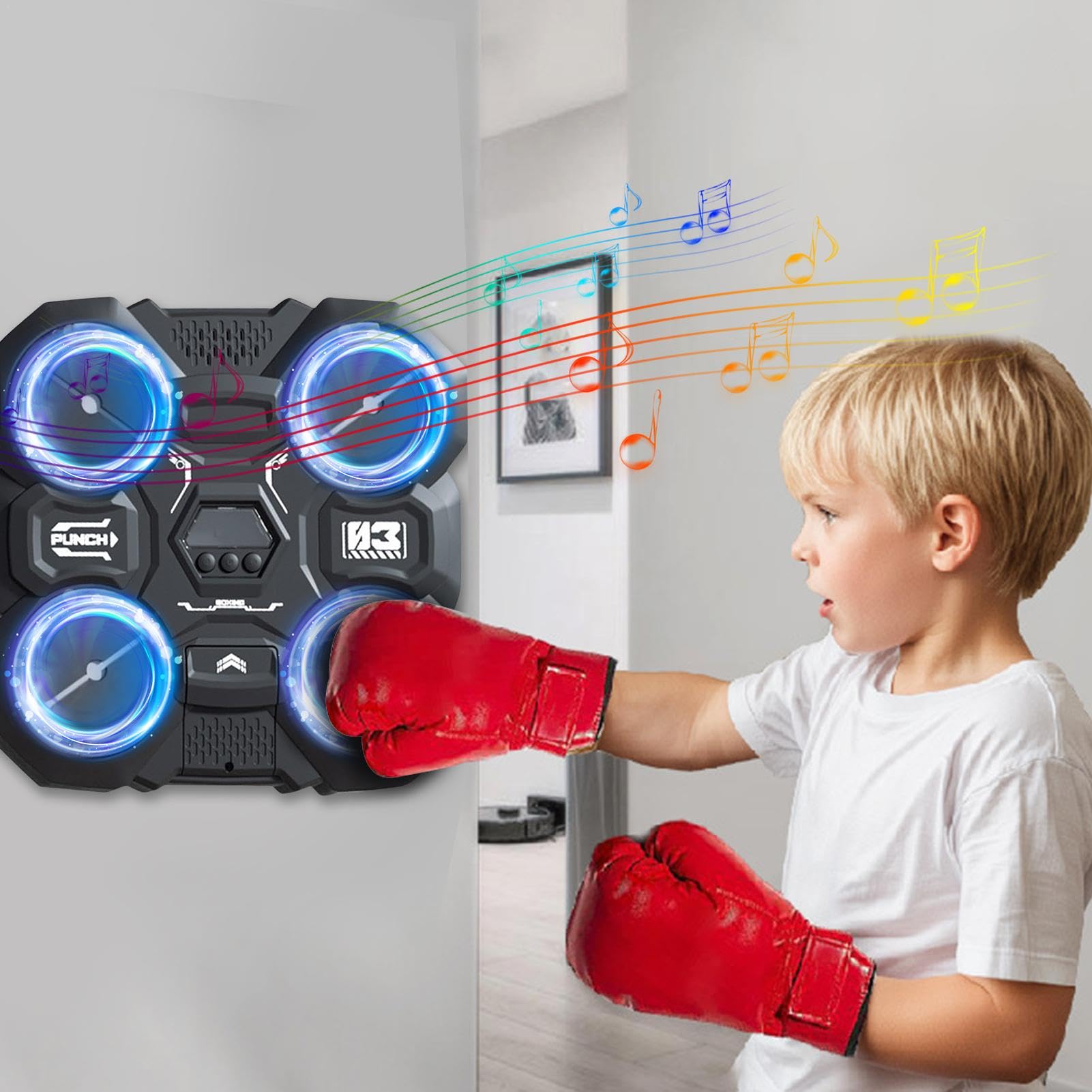 Macchina da boxe da appendere a parete, macchina da boxe per la pugilata di musica | Macchina per la scatola musicale regolabile intelligente per l'allenamento della boxe musicale, attrezzatura da